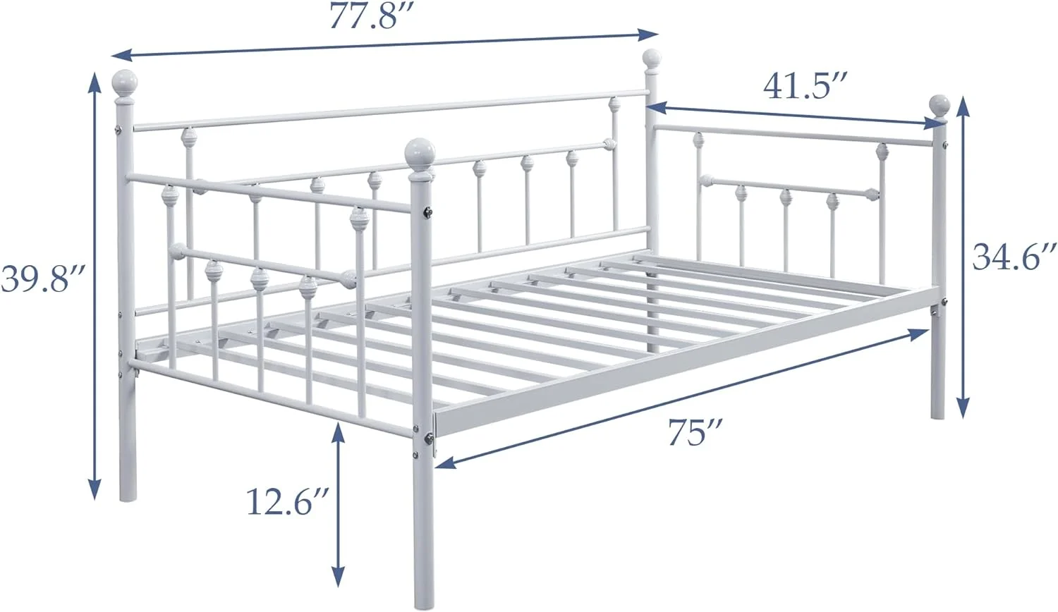 JIAH Metal Bed Frame Twin Size Steel Slat Support/Strong Legs /Mattress Foundation, Multi-Functional Furniture ( Bed)