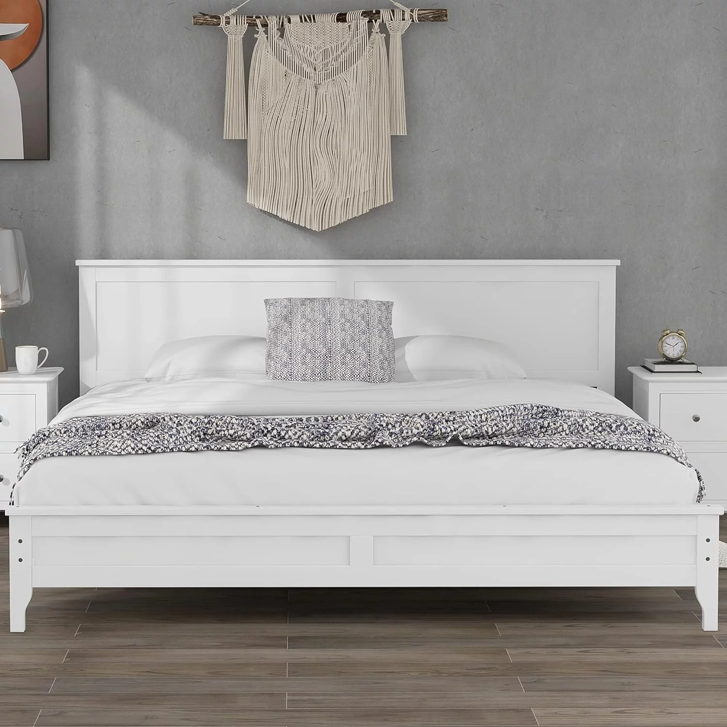 King Platform Bed Frame With Headboard And Footboard/Wood Slat Support/Mattress Foundation For Bedroom