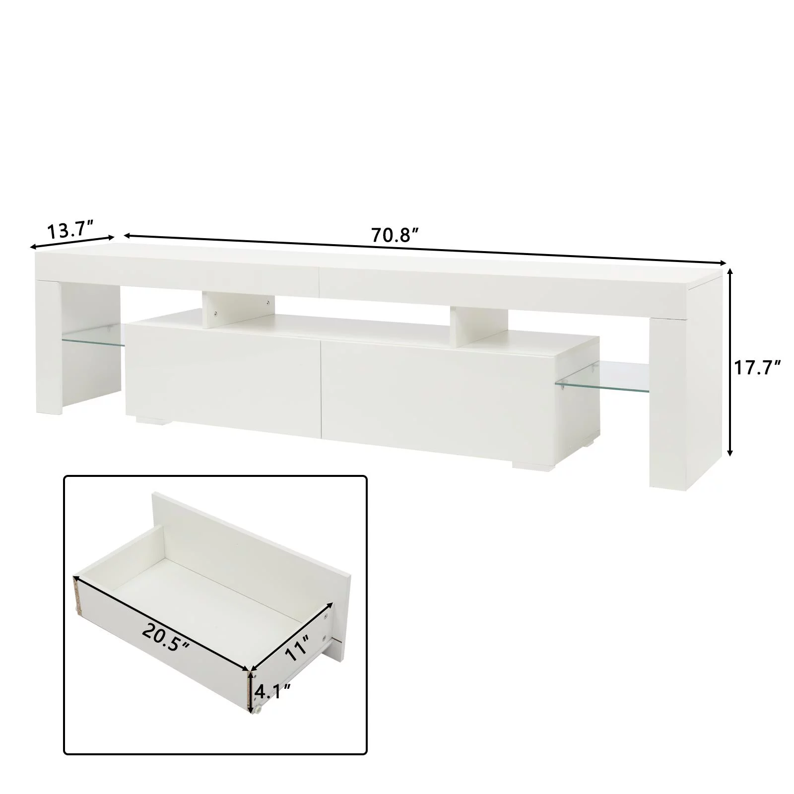 Ktaxon Modern LED TV Unit Cabinet Stand for TVs up to 80 Inches White