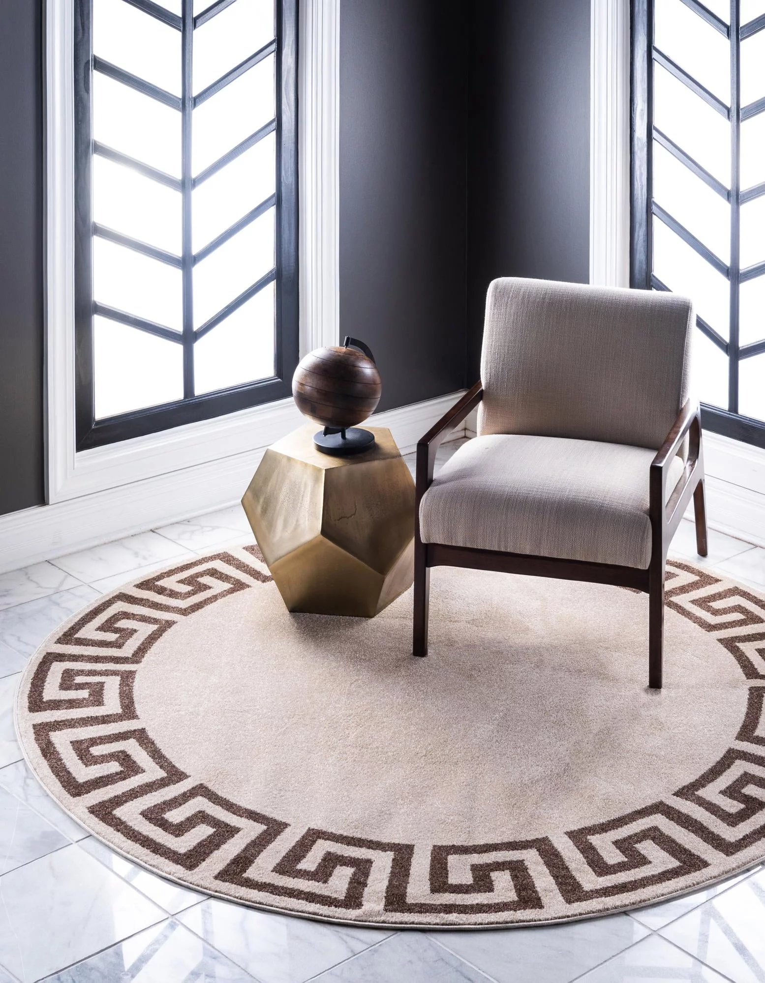 Unique Loom Modern Athens Rug Beige and Brown/Beige 6' 1