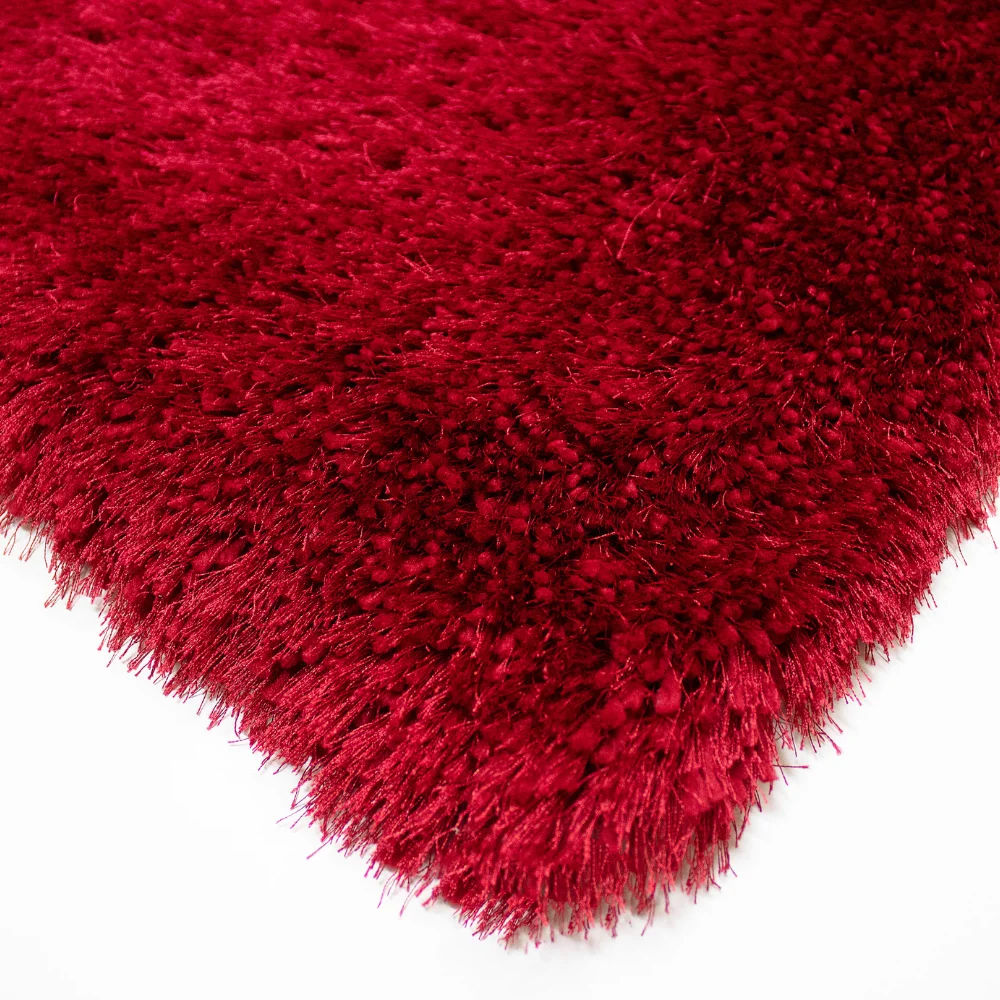 RugBerry 5x7 Feet Red Color Solid Shag Area Rug Polyester Solid Indoor Carpet