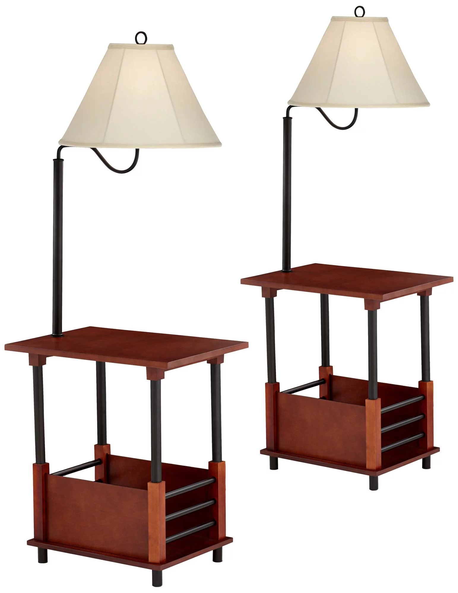 Regency Hill Rustic Farmhouse Floor Lamps with End Table 55