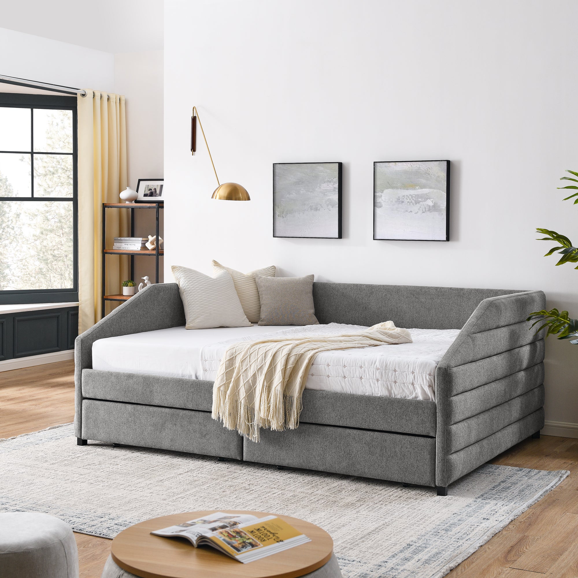 Goci Queen size Daybed with Drawers - Gray