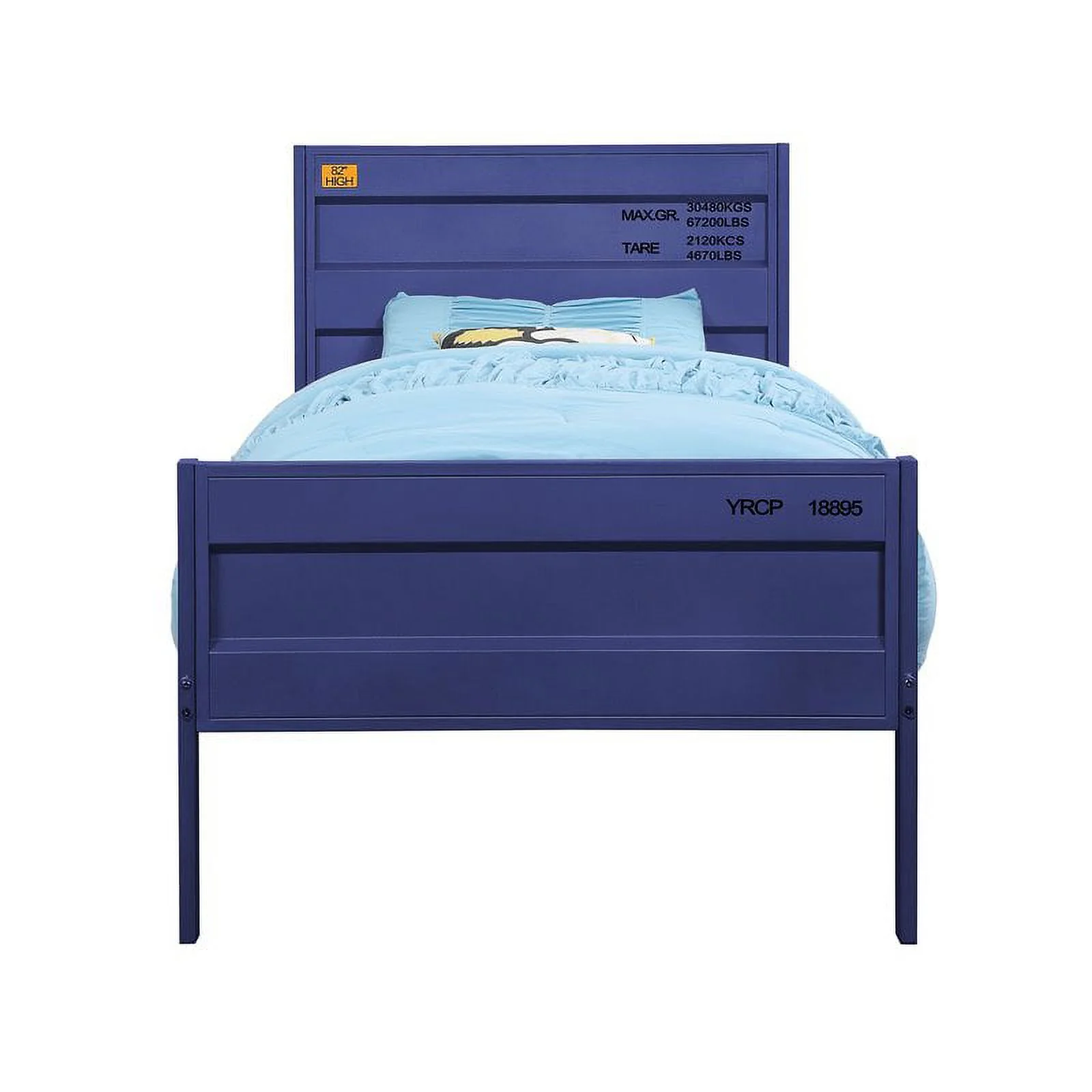 Bowery Hill Contemporary Low Profile Metal Full Panel Bed in Blue