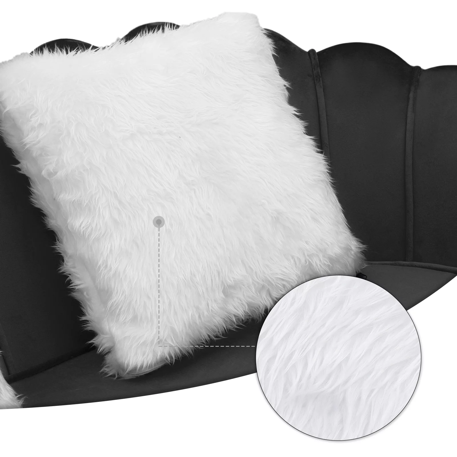 MoNiBloom Modern Tufted Sofa, Velvet Loveseat Furniture with Two Pillows, Sleeper Sofa Couch with Padded Seat and Golden Metal Legs for Living Room, Black