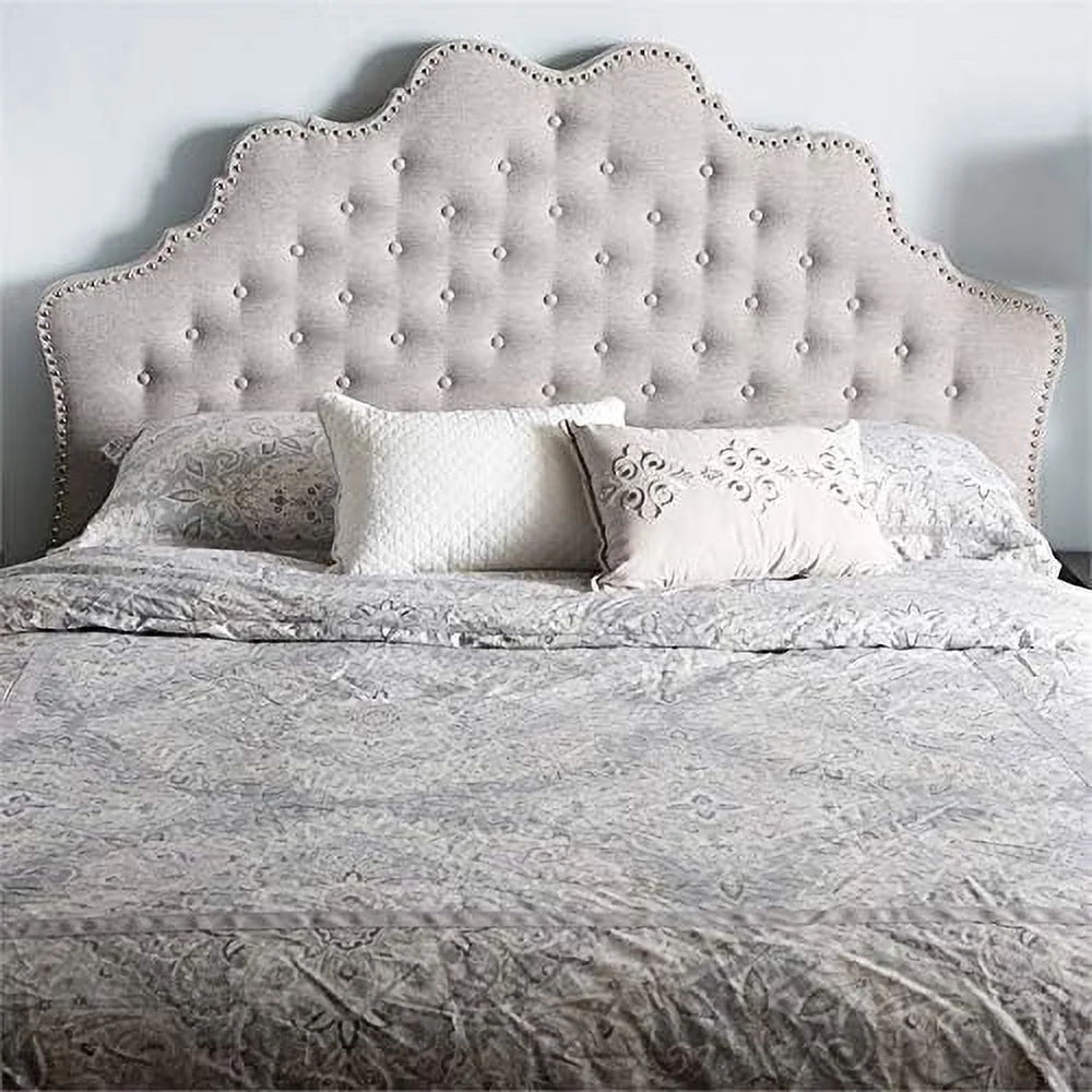 Hilda Tufted King Panel Headboard In Grayish Beige