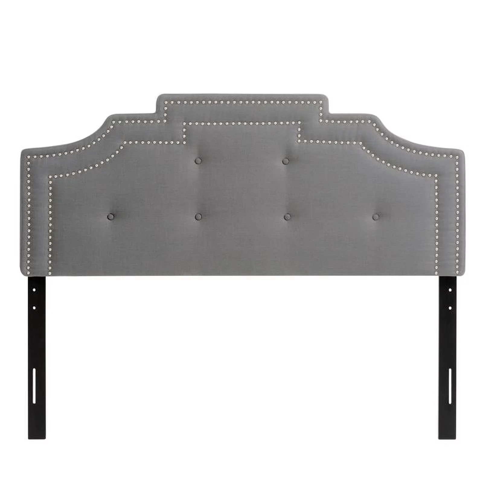 Atlin Designs Tufted Crown Silhouette Fabric Queen Headboard in Light Gray