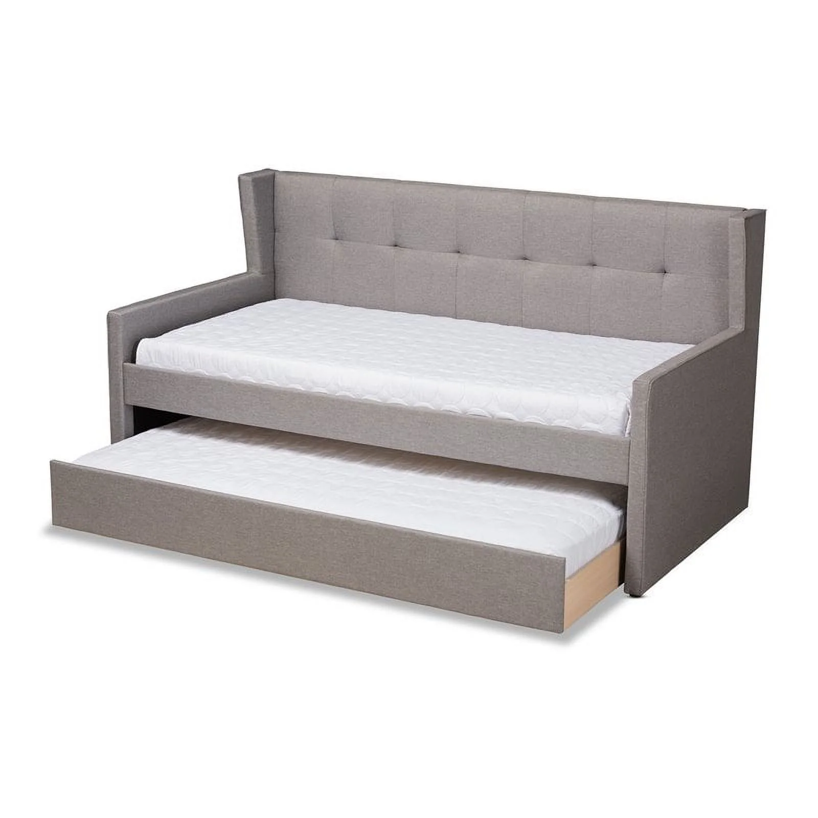 Bowery Hill Contemporary Upholstered Fabric Twin Daybed with Trundle in Gray