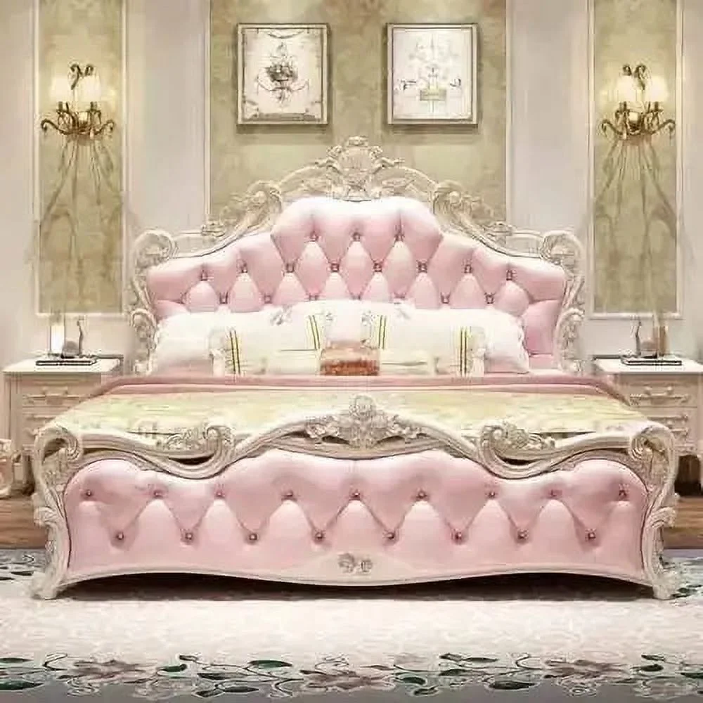 Luxury Queen Double Bed Modern Whitr King Headboard Frame Double Bed Girl Wood Sleeping Cama Matrimonio Bedroom Furniture