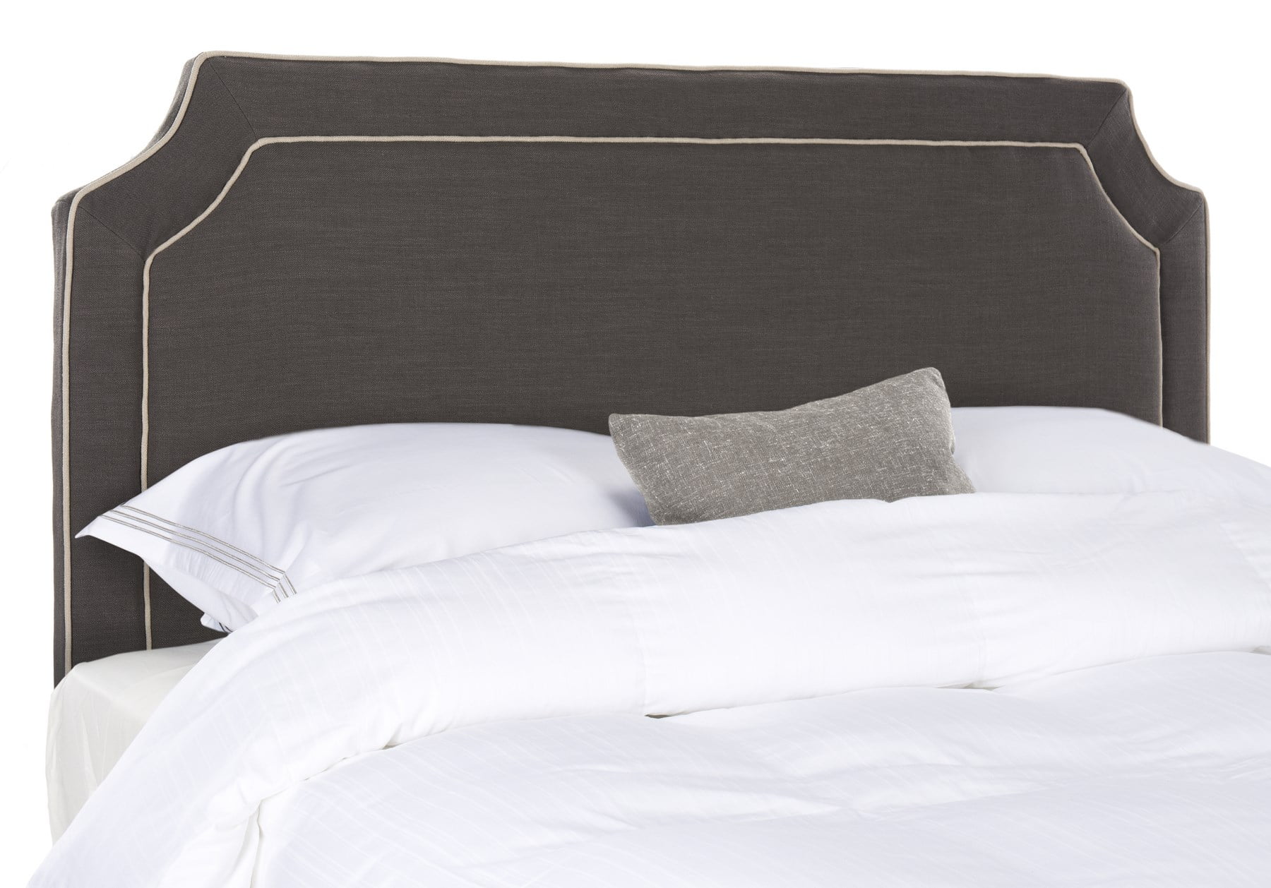 SAFAVIEH Dane Welt Piping Classic Upholstered Headboard, Queen, Charcoal/True Taupe