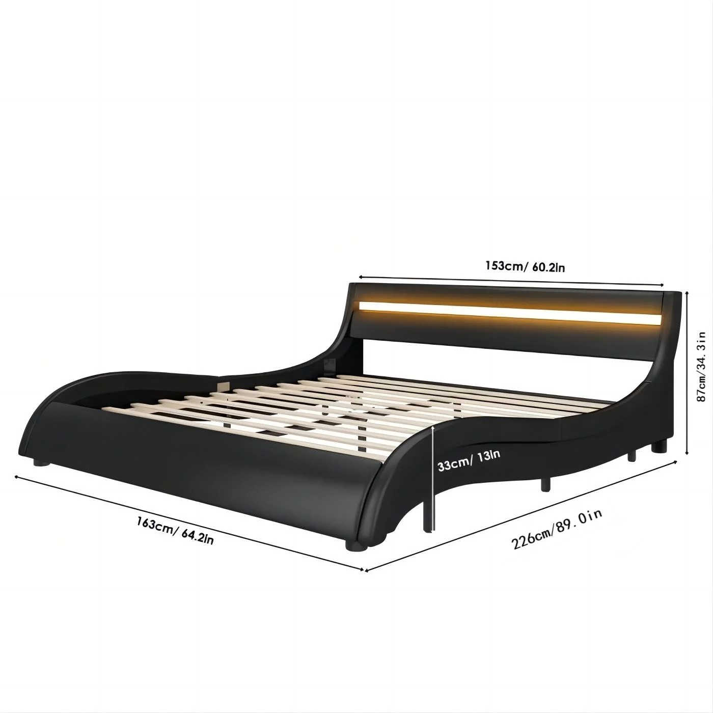 Homfa Queen Size Led Bed, 16 Colors LED Platform Bed Frame, Black