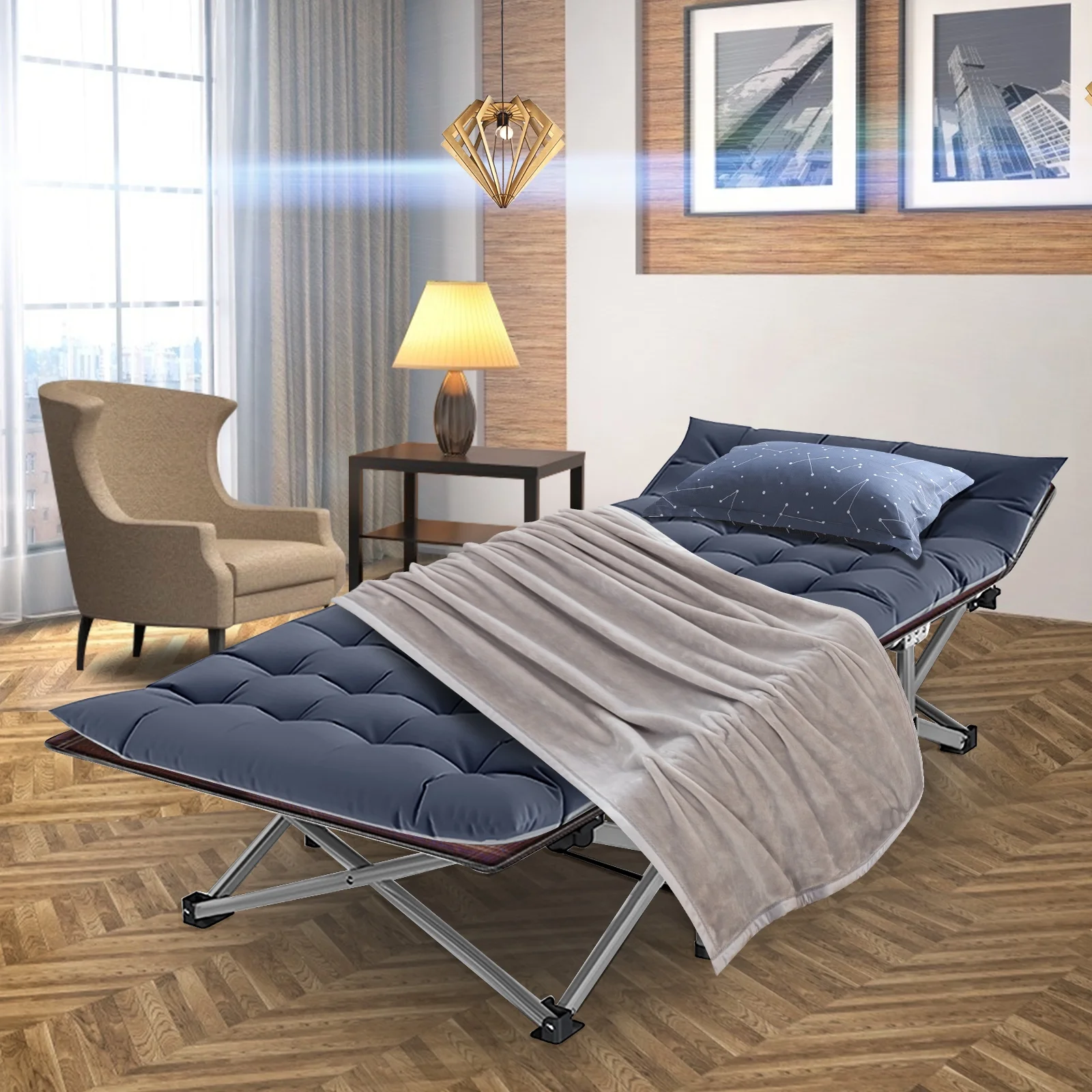 Lilypelle Camping Cot,Portable Folding Outdoor Bed with Carry Bag for Adults Kids, Heavy Duty Cot for Traveling Gear Supplier,Beach Vocation,Grey&Red