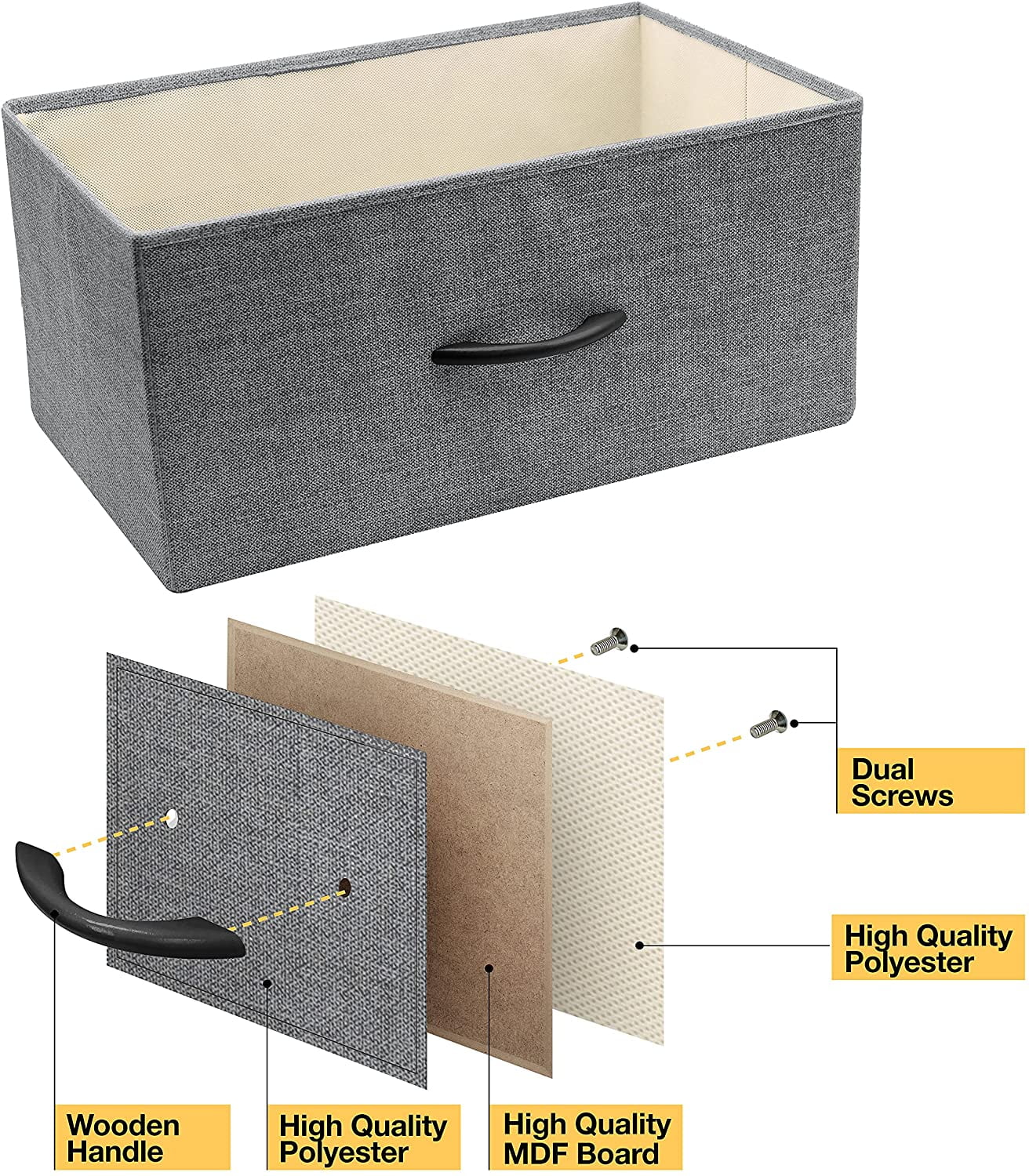 Sorbus Nightstand Dresser with 5 Drawers - Tall Storage Tower Unit Organizer for Bedroom, Hallway, Closet, College Dorm - Chest Drawer for Clothes, Steel Frame, Wood Top, Fabric Bins (Black/Charcoal)