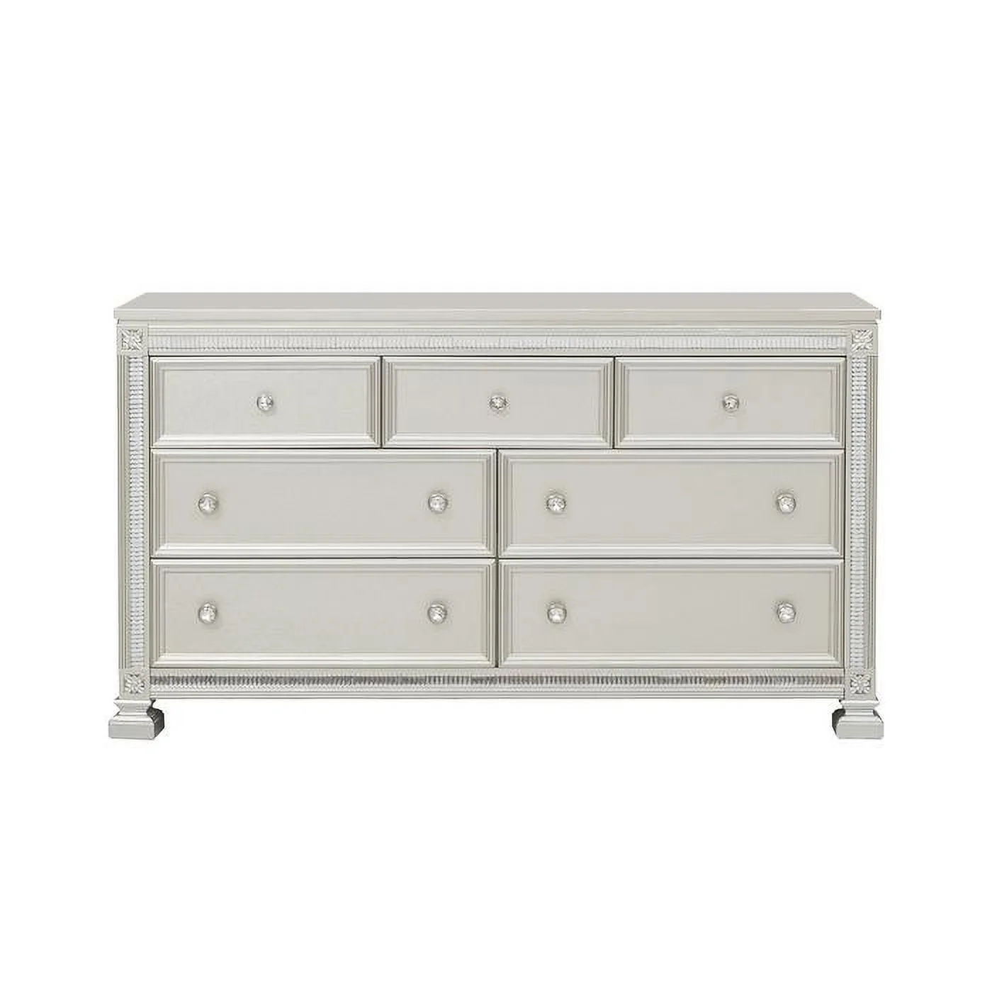 Home Elegance 1958-5 36.75 x 19.5 x 65 in. Bevelle Dresser - Silver
