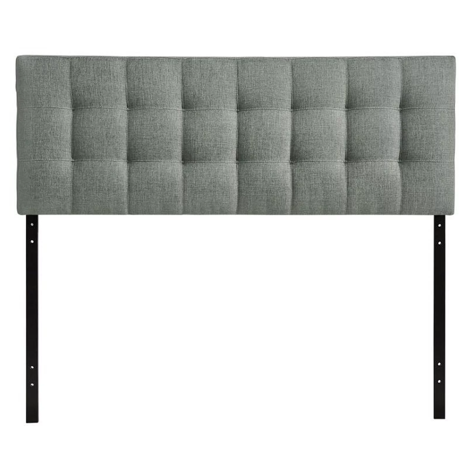 Kingfisher Lane Modern Fabric King Tufted Panel Headboard in Gray