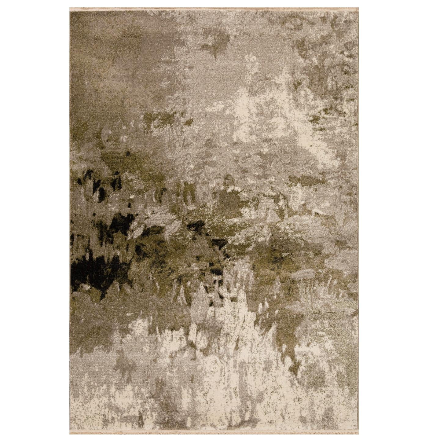 Luxe Weavers Modern Abstract Fringe Green 8x10 Area Rug, Living Room Carpet