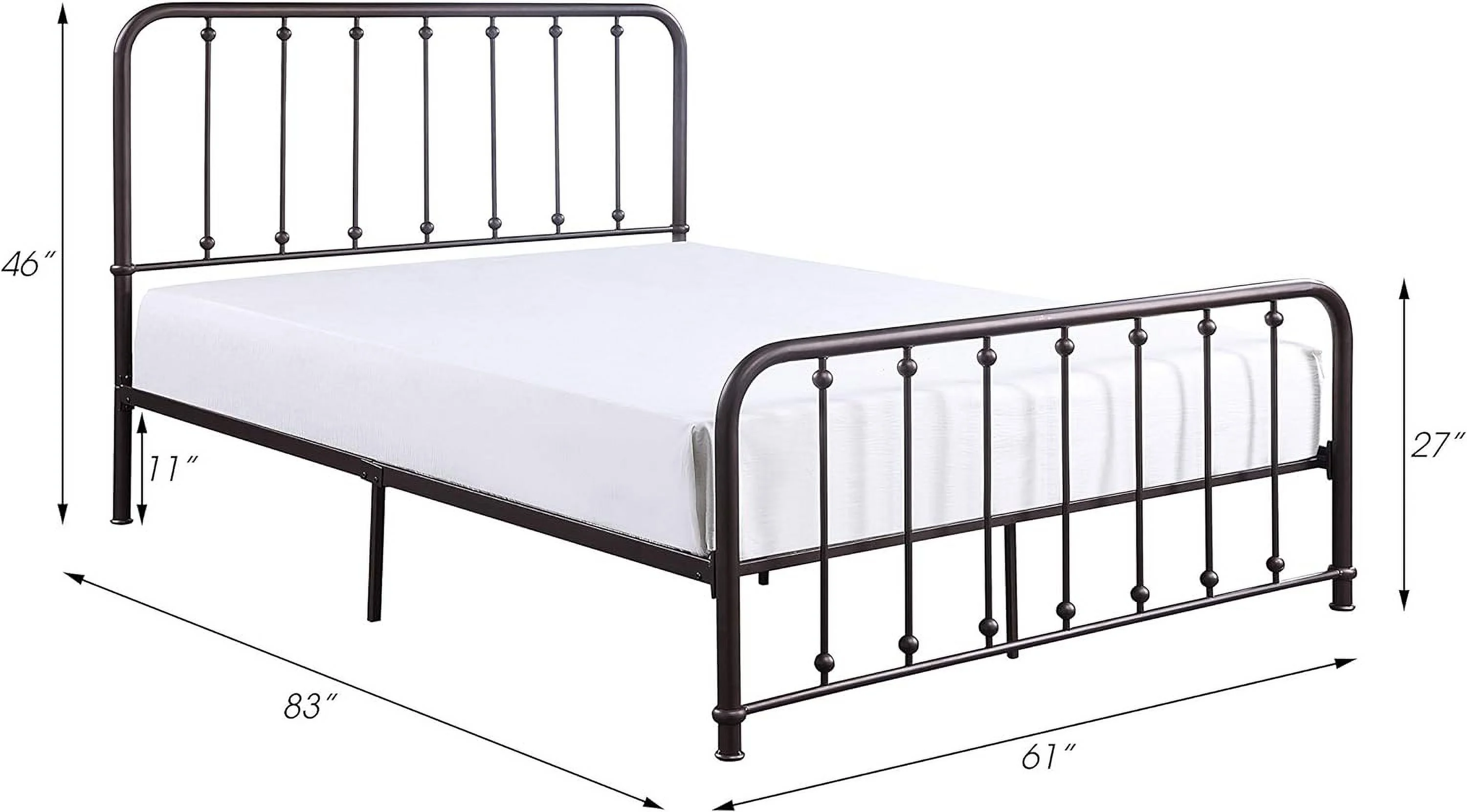 YGDU Foresthill Metal Platform Bed, Queen, Antique Bronze