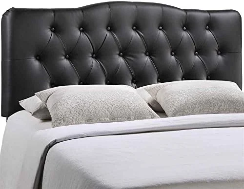 xrboomlife Annabel Tufted Button Faux Leather Upholstered Full Headboard in White