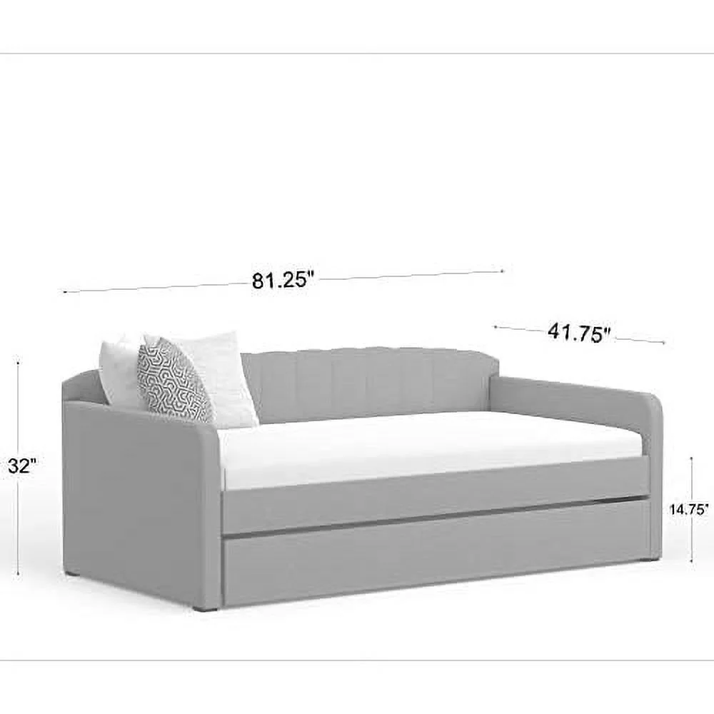 Scalloped Daybed With Roll-Out Trundle In Stone