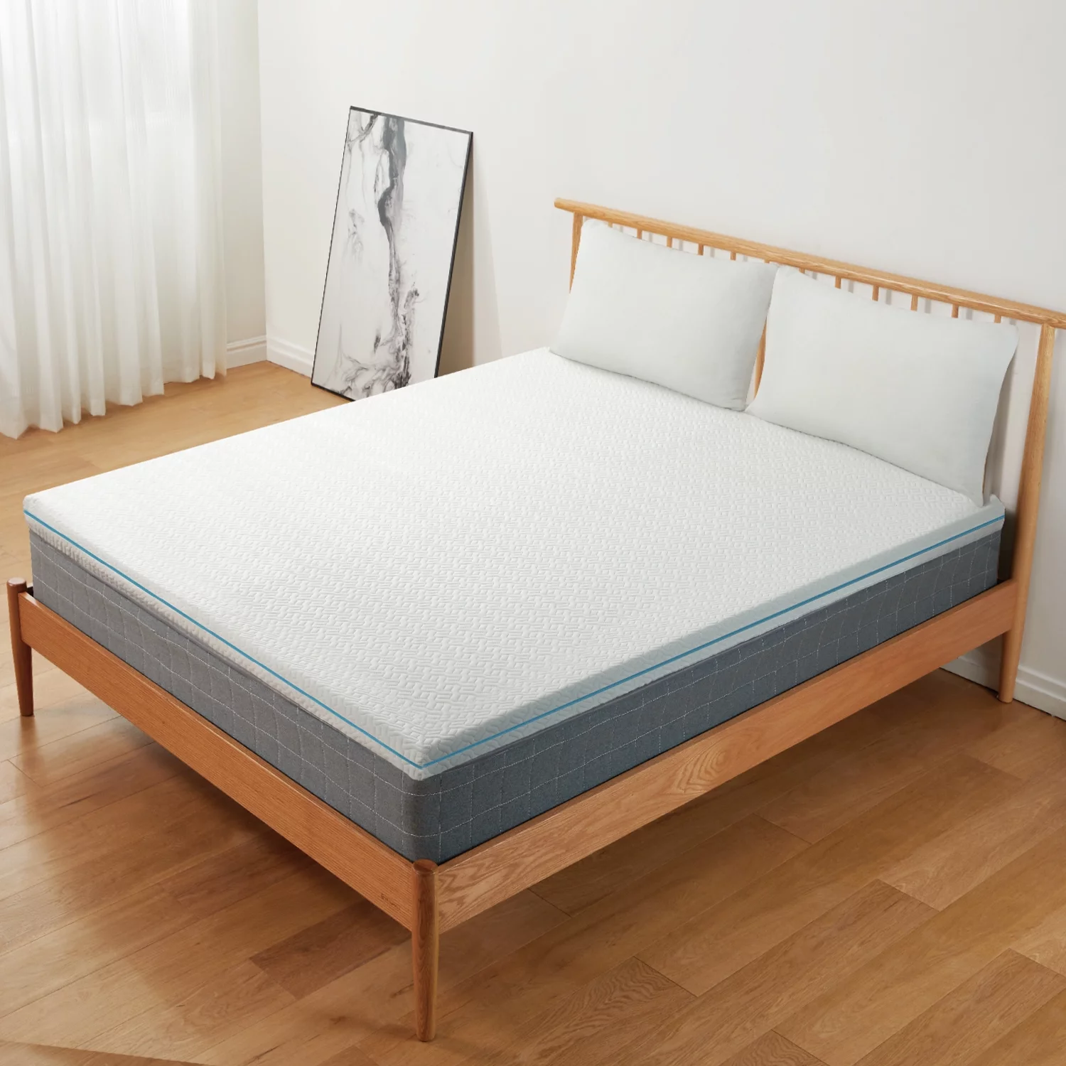 2 inch Non-Slip Design Gel Memory Foam Mattress Topper with Removable & Washable Cover for Cooling Sleep,Pressure Relief ,CertiPUR-US Certified - King