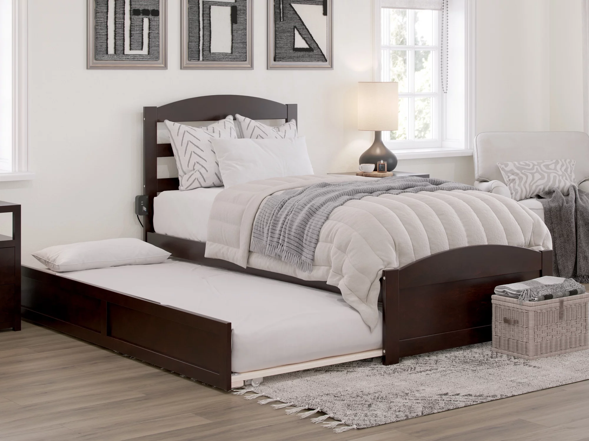 AFI Warren Twin XL Wood Platform Bed with Headboard Footboard & Twin XL Trundle, Espresso