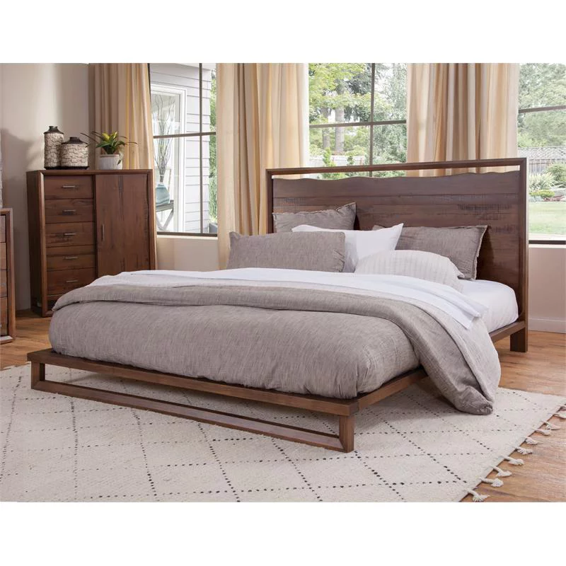 Lofton King Mocha Brown Wood Platform Bed