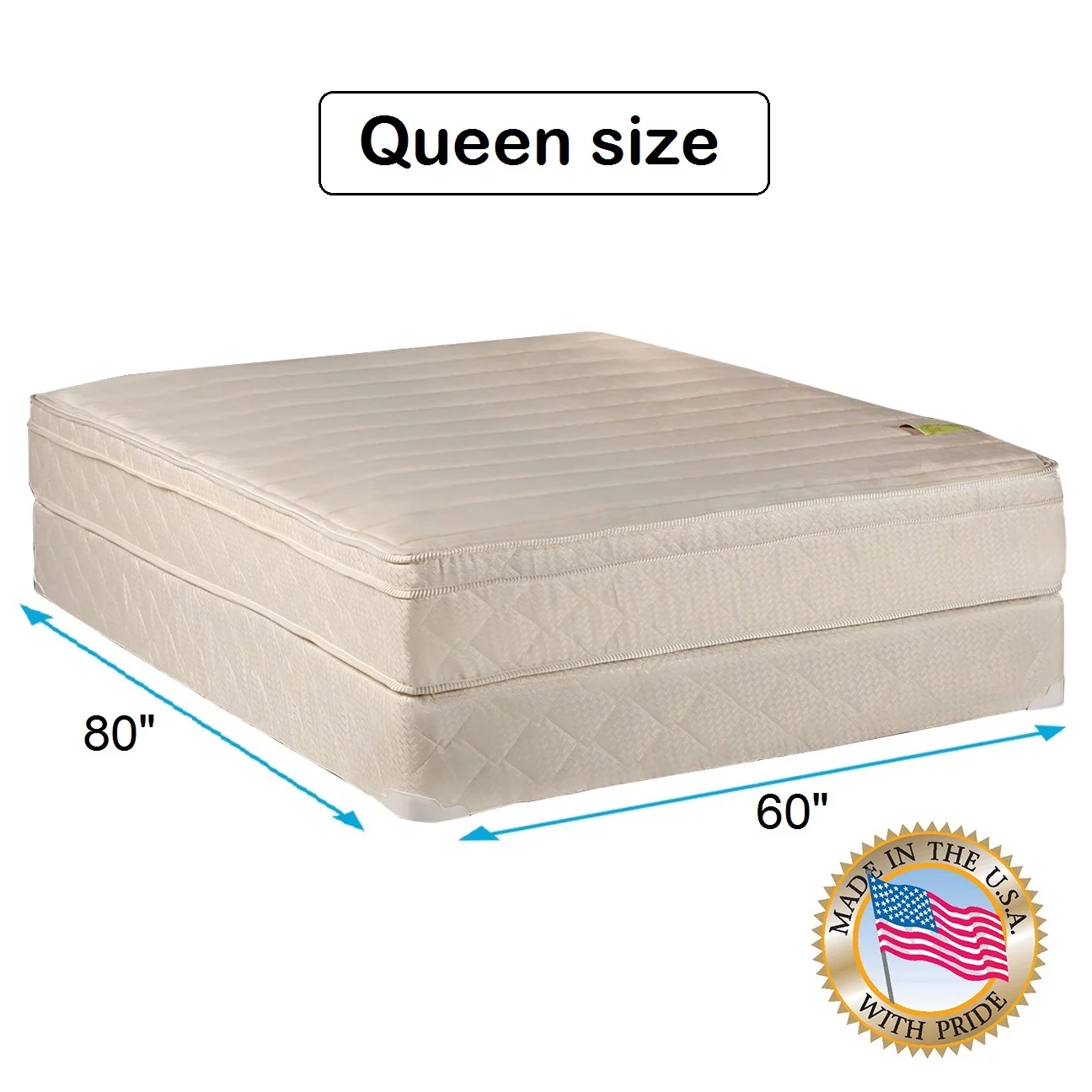 DS USA Comfort Pedic Firm PillowTop Queen Size Mattress Set with Mattress Cover Protector - Innerspring Coils, Fully Assembled, Orthopedic, Longlasting by Dream Solutions USA