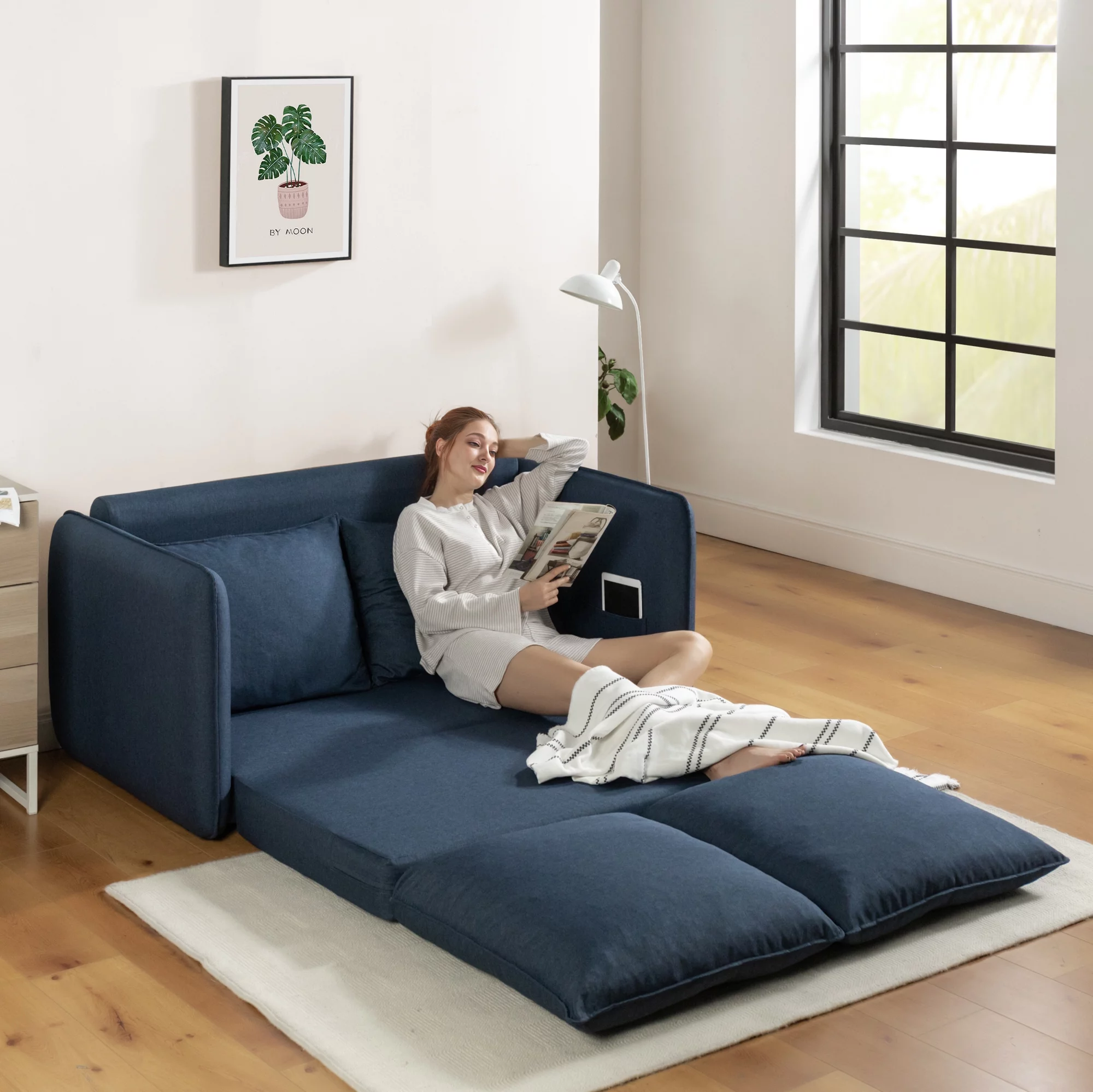 Zinus Cody Sleeper Sofa Couch, Navy