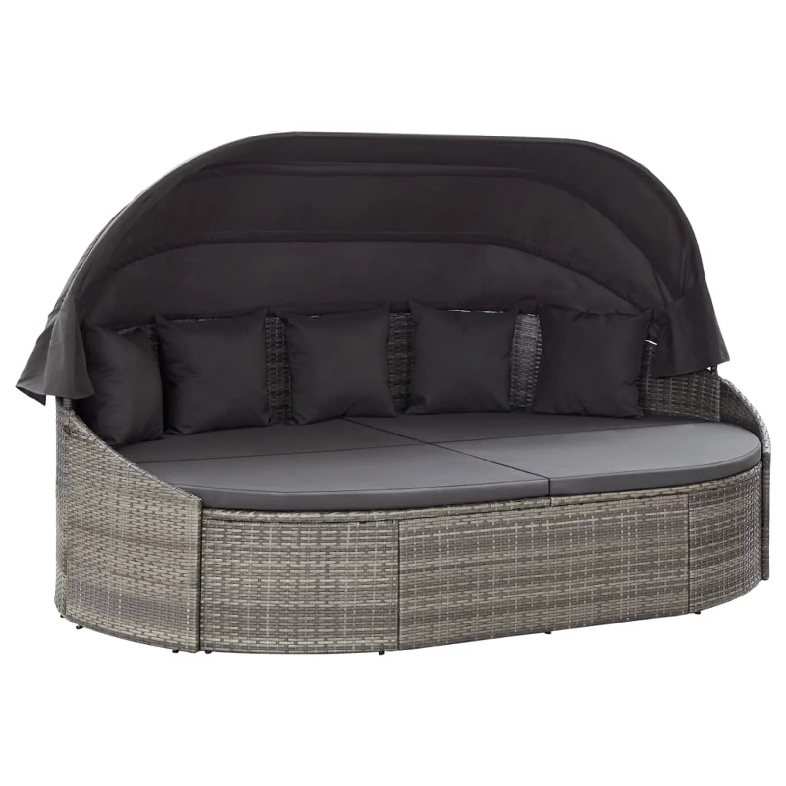 Dcenta Patio Bed with Canopy Poly Rattan Gray