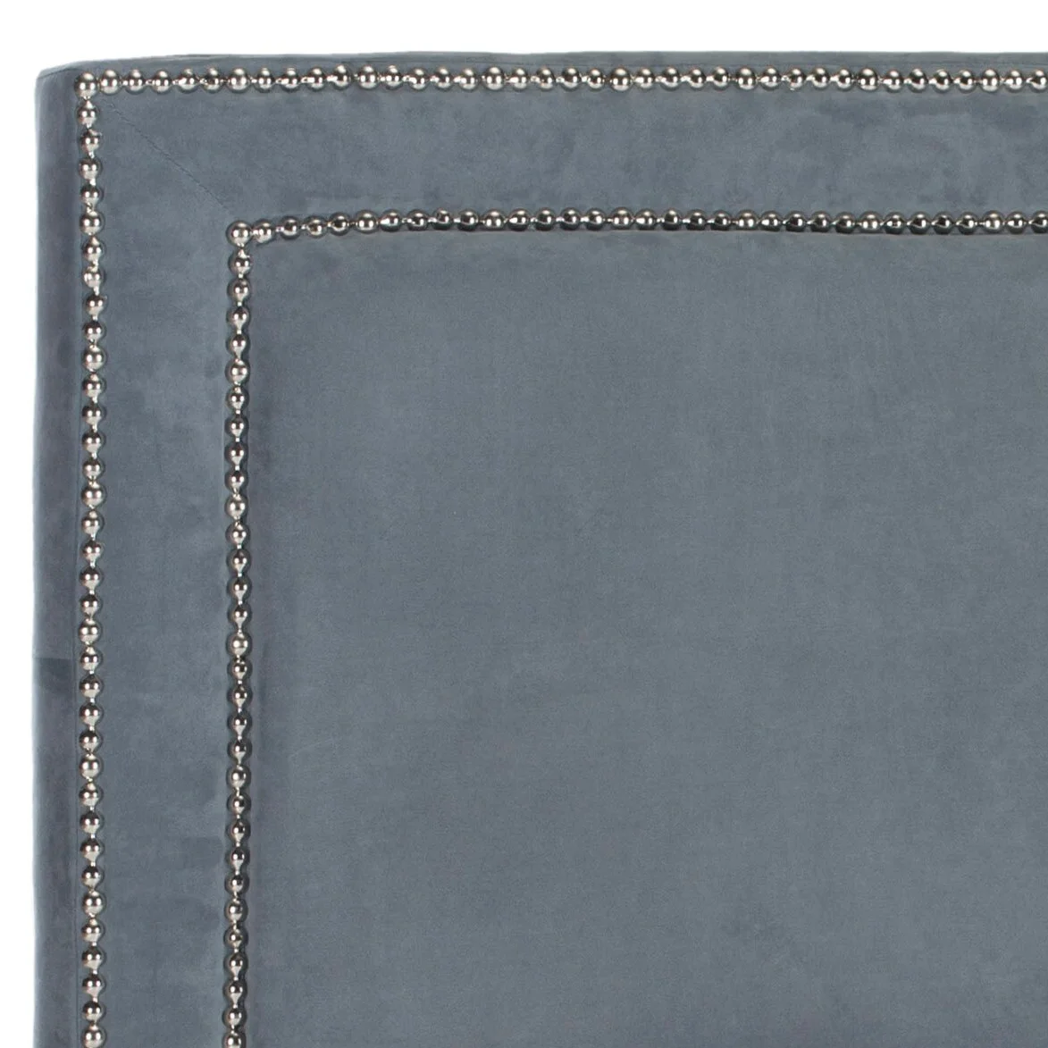 SAFAVIEH Cory Headboard Silver Nail Head Grey Queen