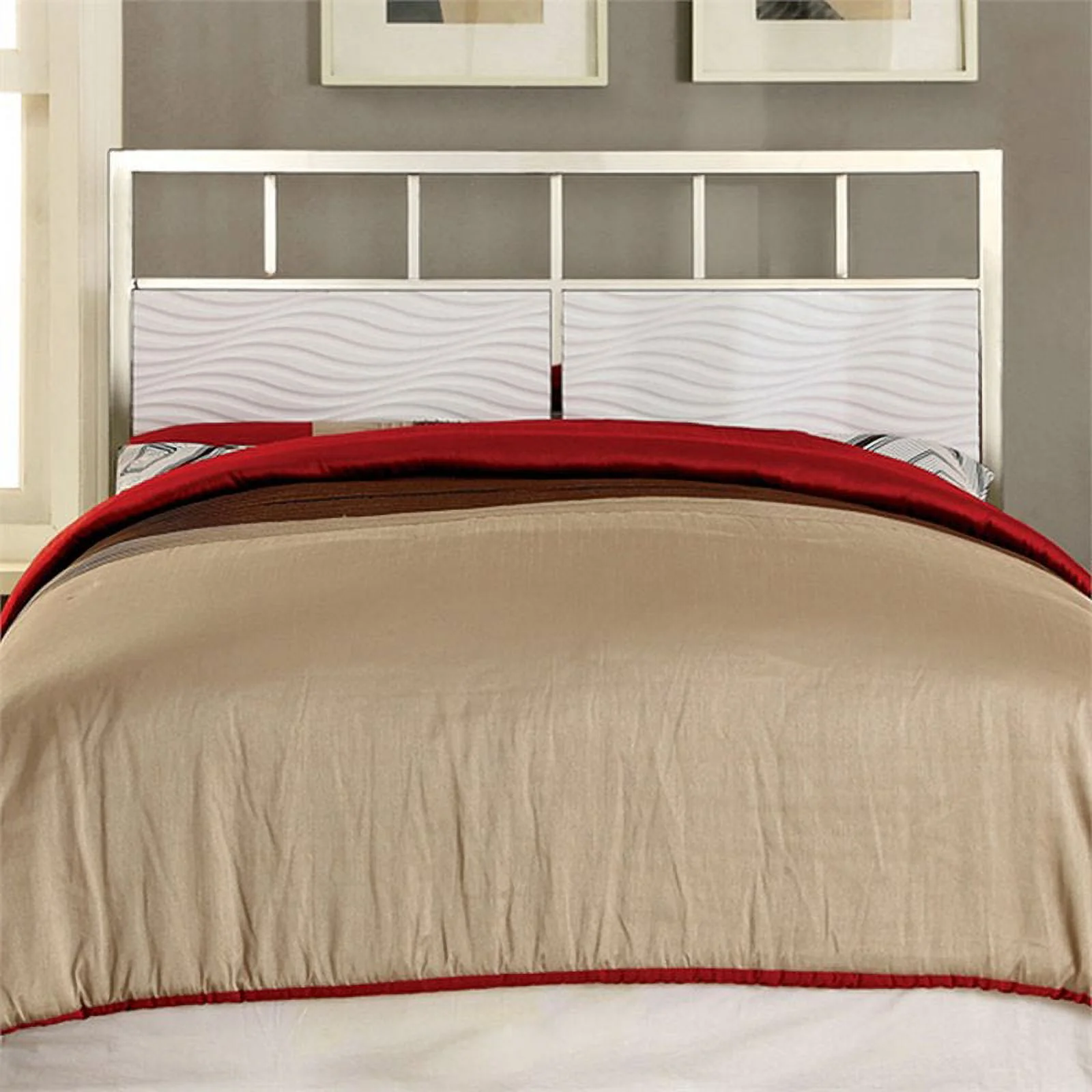 Furniture of America Cepher Faux Leather Full/Queen Spindle Headboard in White