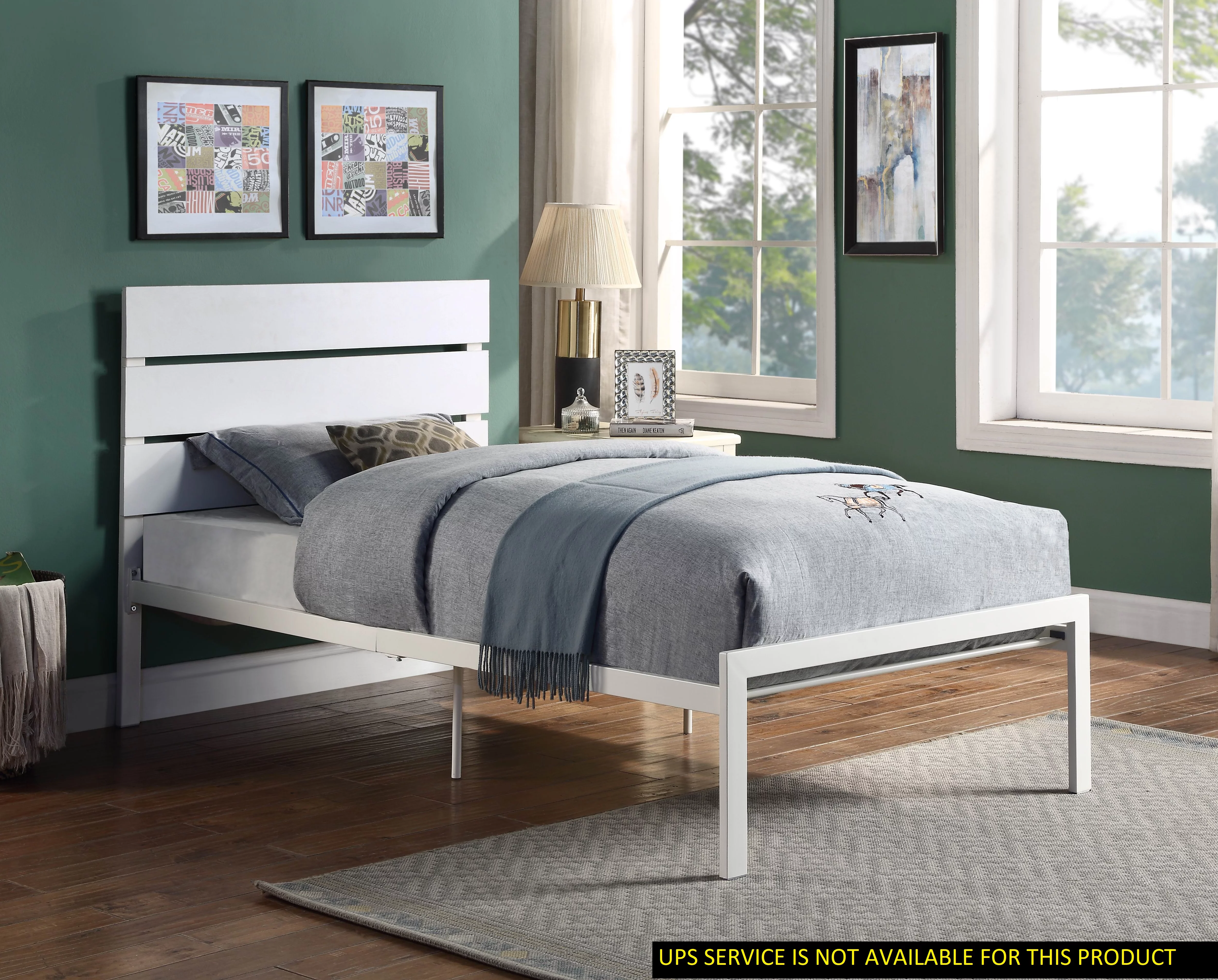 CoSoTower White Metal Frame Twin Size Bed 1Pc Casual Style Bedroom Furniture
