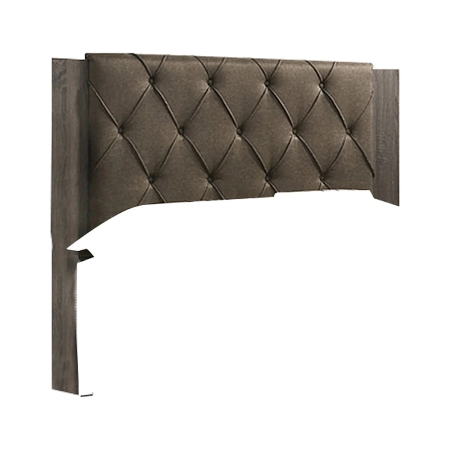 Benjara BM228552 Wooden California Bed with Button Tufted Headboard, Gray & Brown - King Size