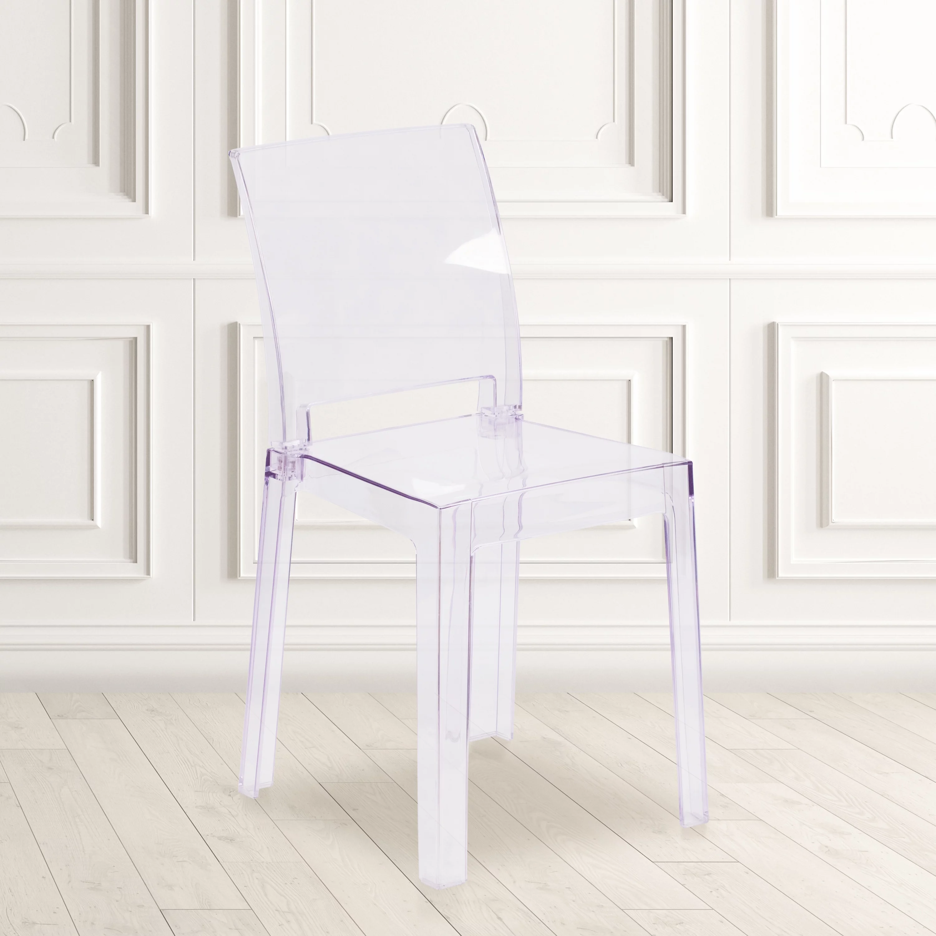 Flash Furniture Ghost Chair with Square Back in Transparent Crystal