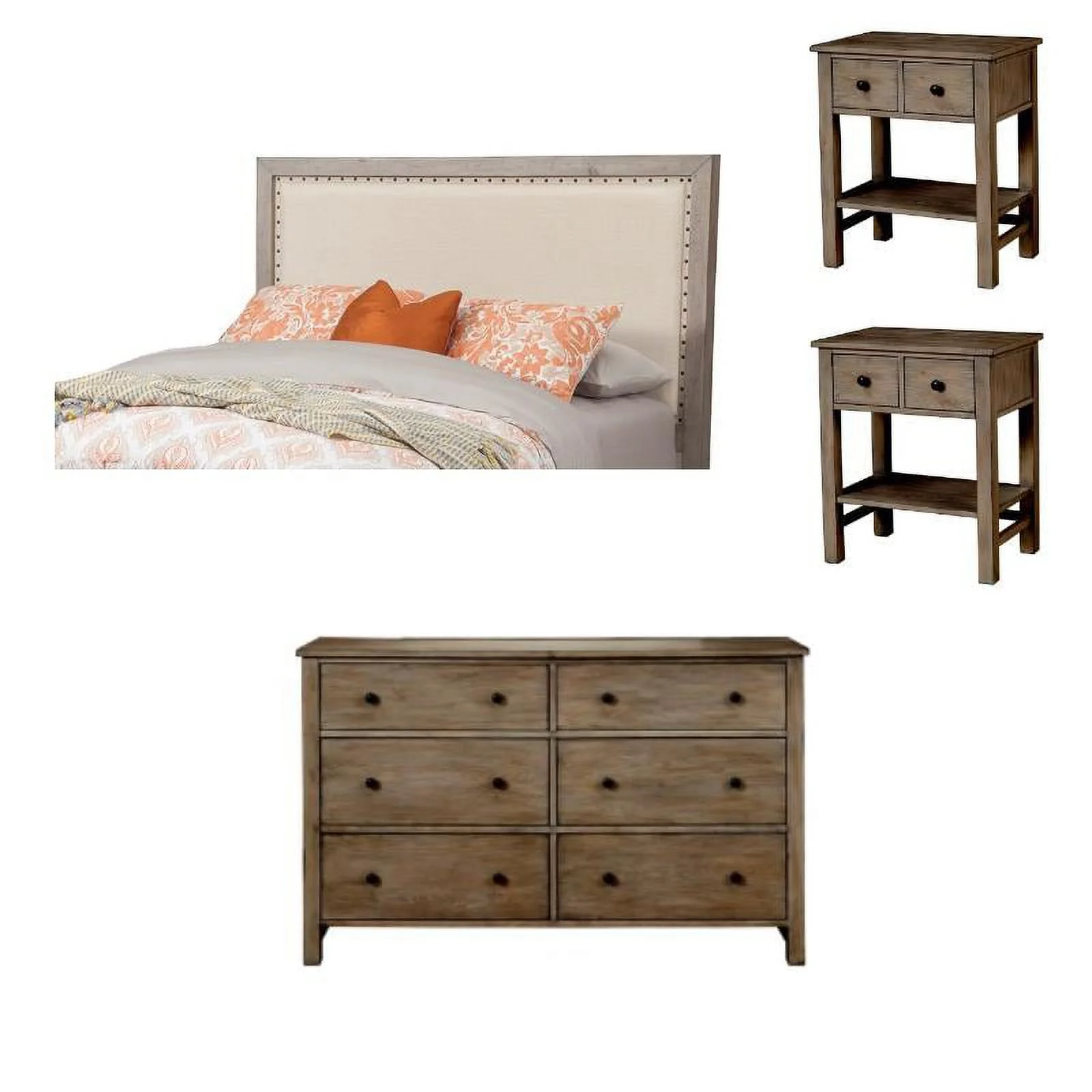Home Square 4-Piece Set with Standard King Headboard & Dresser & 2 Nightstands