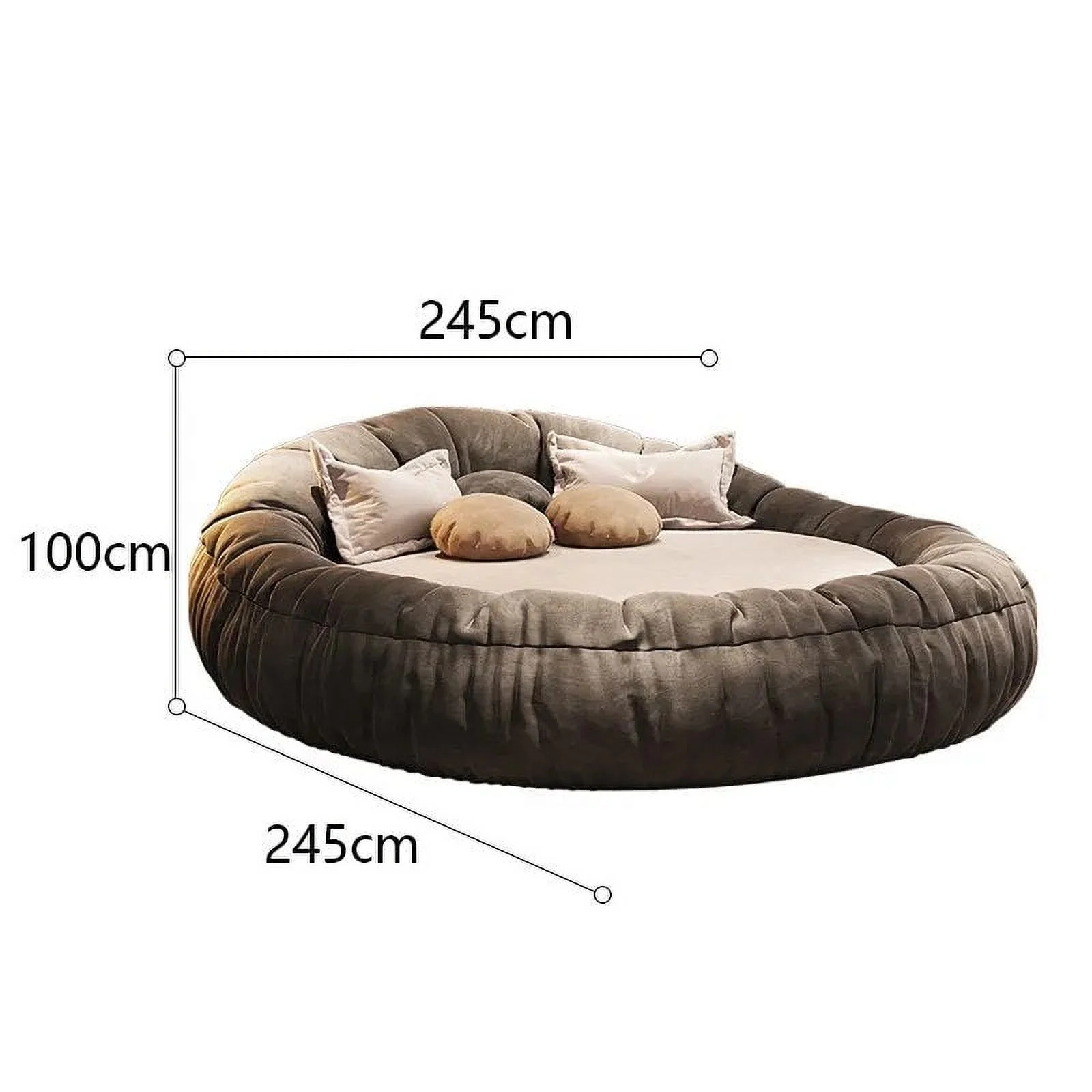 Modern Minimalist Round Bed Couple Bed 2M Italian Minimalist Master Bedroom Double Bed Light Luxury Fabric Bed