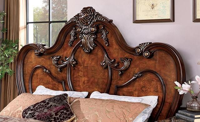 Antique Dark Oak Solid Wood King Bedroom Set 3pcs FOA CM7183 Rosewood