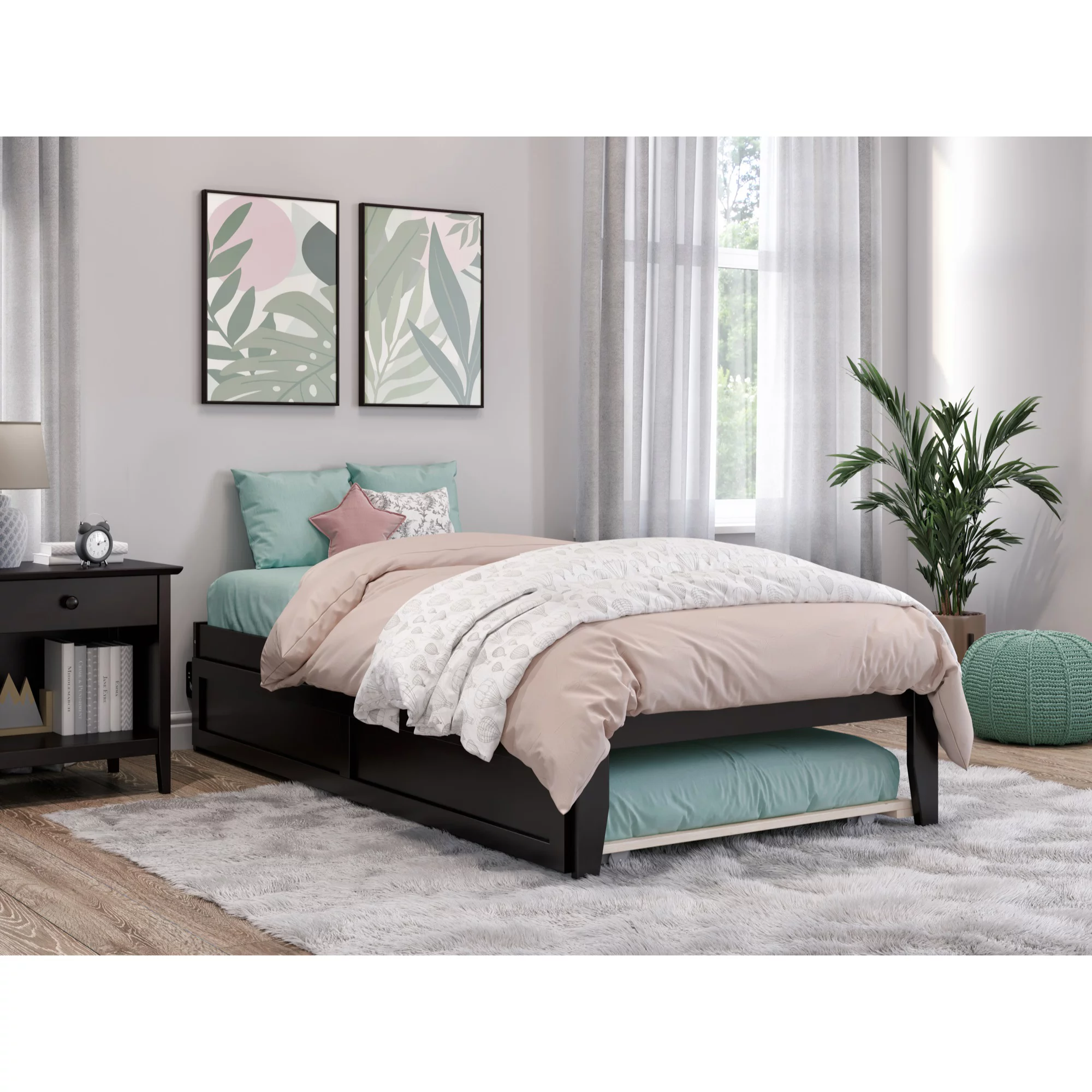 AFI Colorado Modern Wood Twin Bed with Twin Trundle in Espresso