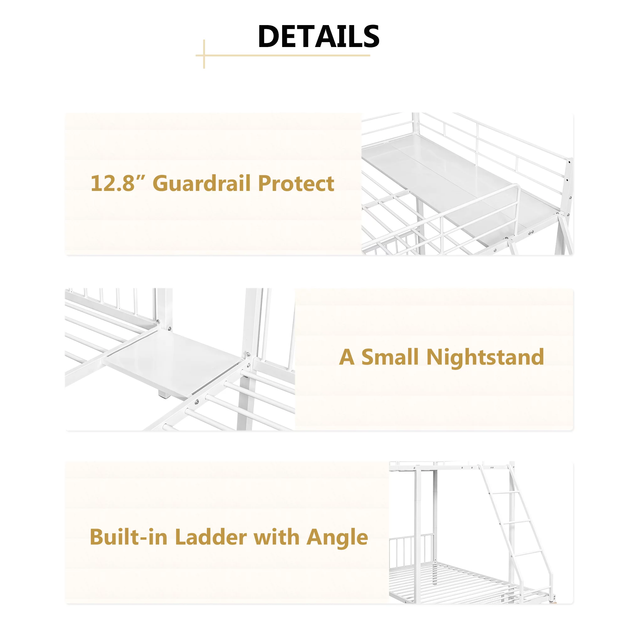 Bellemave Metal Full over Twin over Twin Triple Bunk Bed with Storage Drawers, 3 Bunk Bed Can Be Separated into 3 Single Beds for Kids, Teens, Boys & Girls (White)