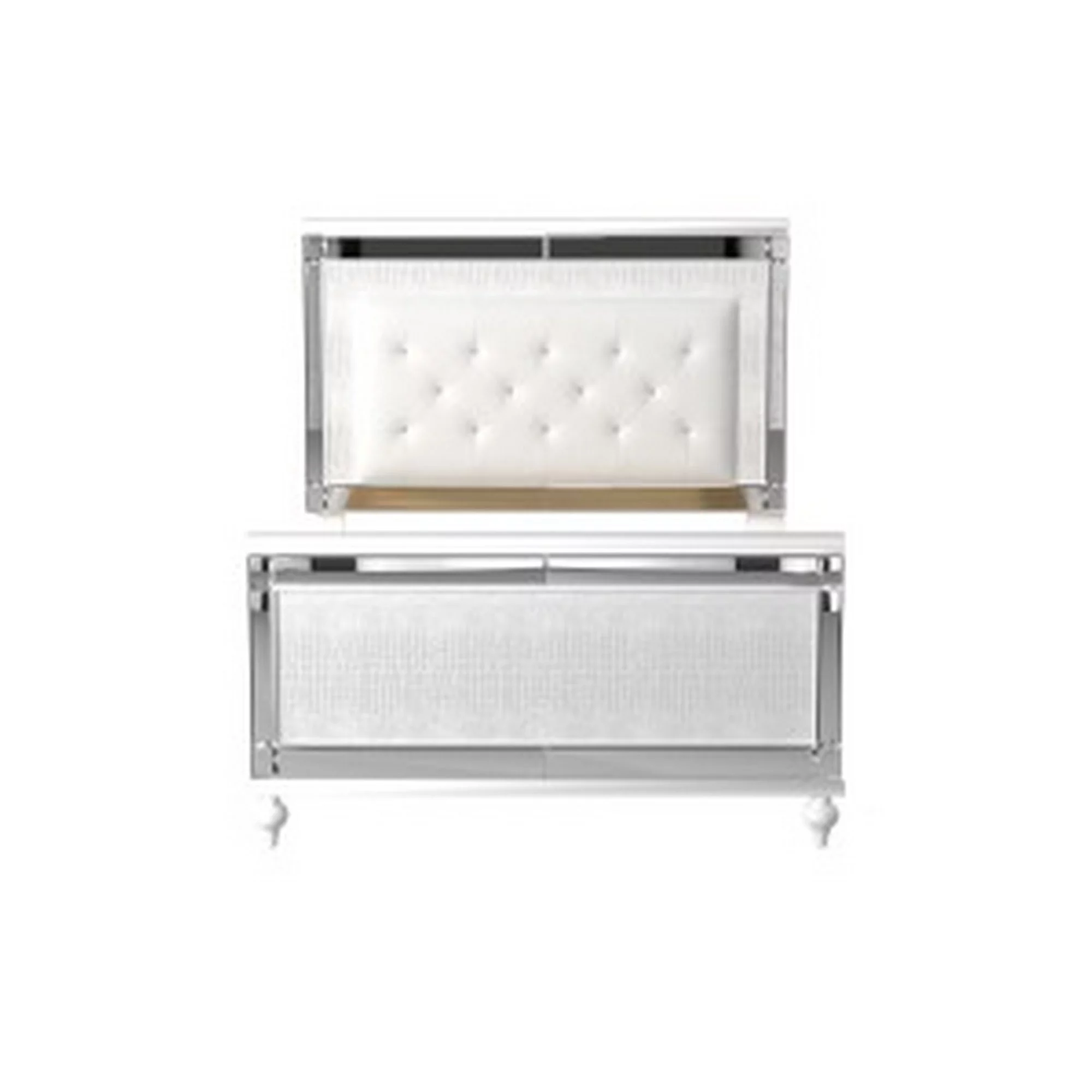 Benjara BM295844 Quinn Modern California Bed - Backlit LED Headboard, Crisp White - King Size