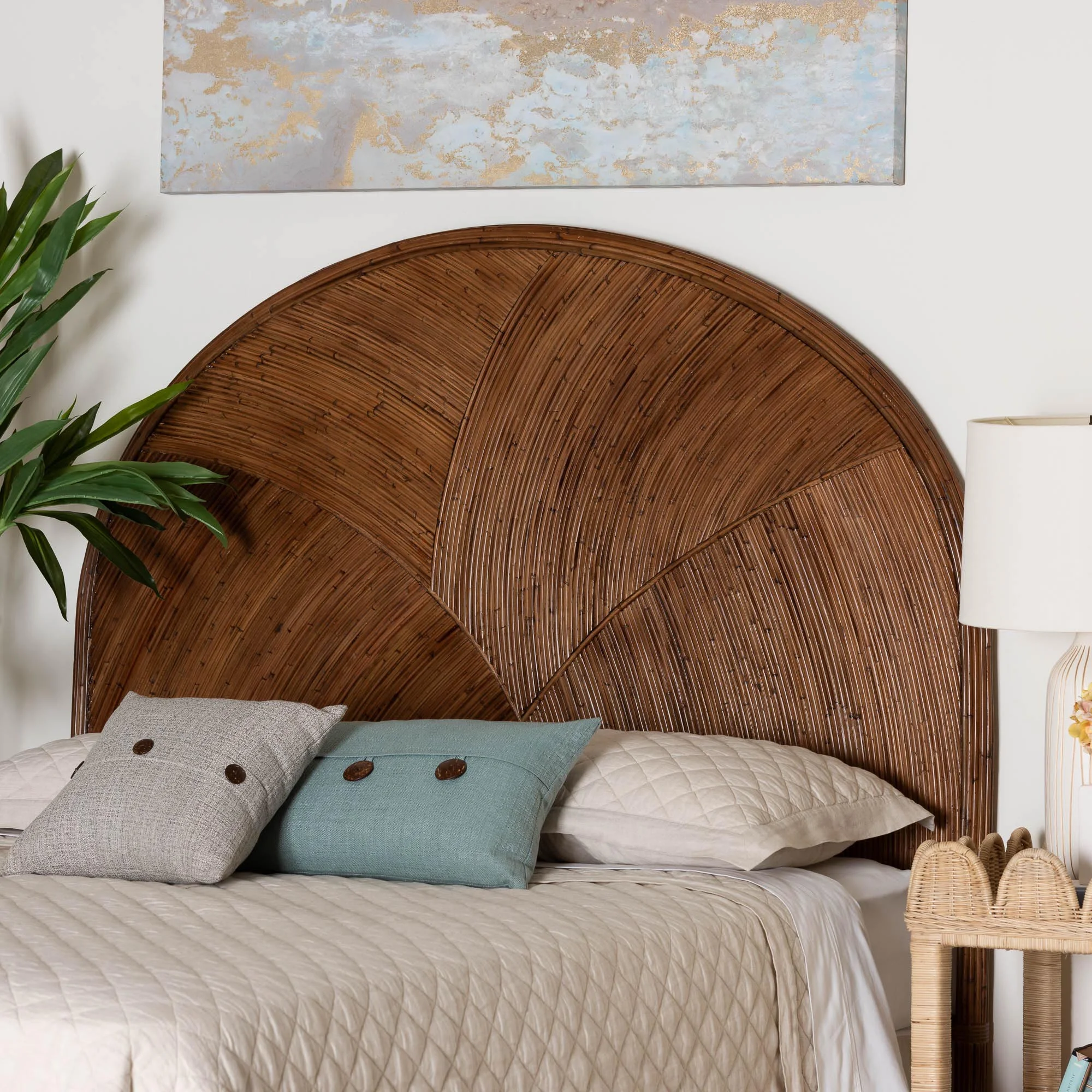 bali & pari Seana Boho Standalone Headboard, King, Dark Brown