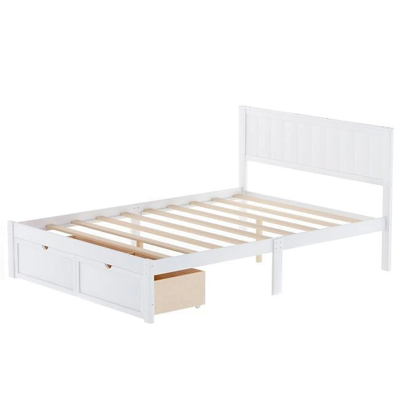 HomeRoots 36 x 58 x 76 in. Full & Double Size White Bed