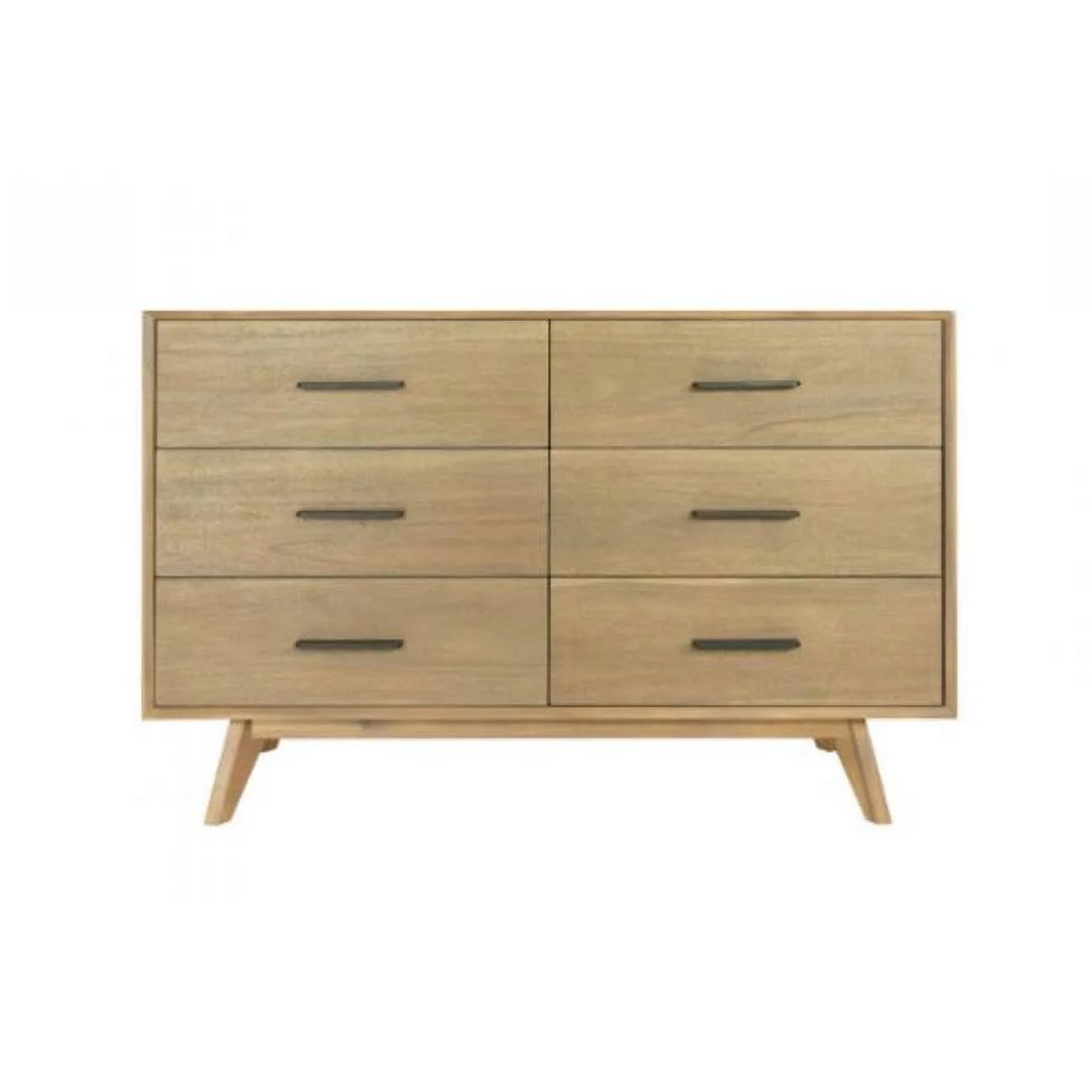 53 in. Walnut Solid Wood Six Drawer Double Dresser