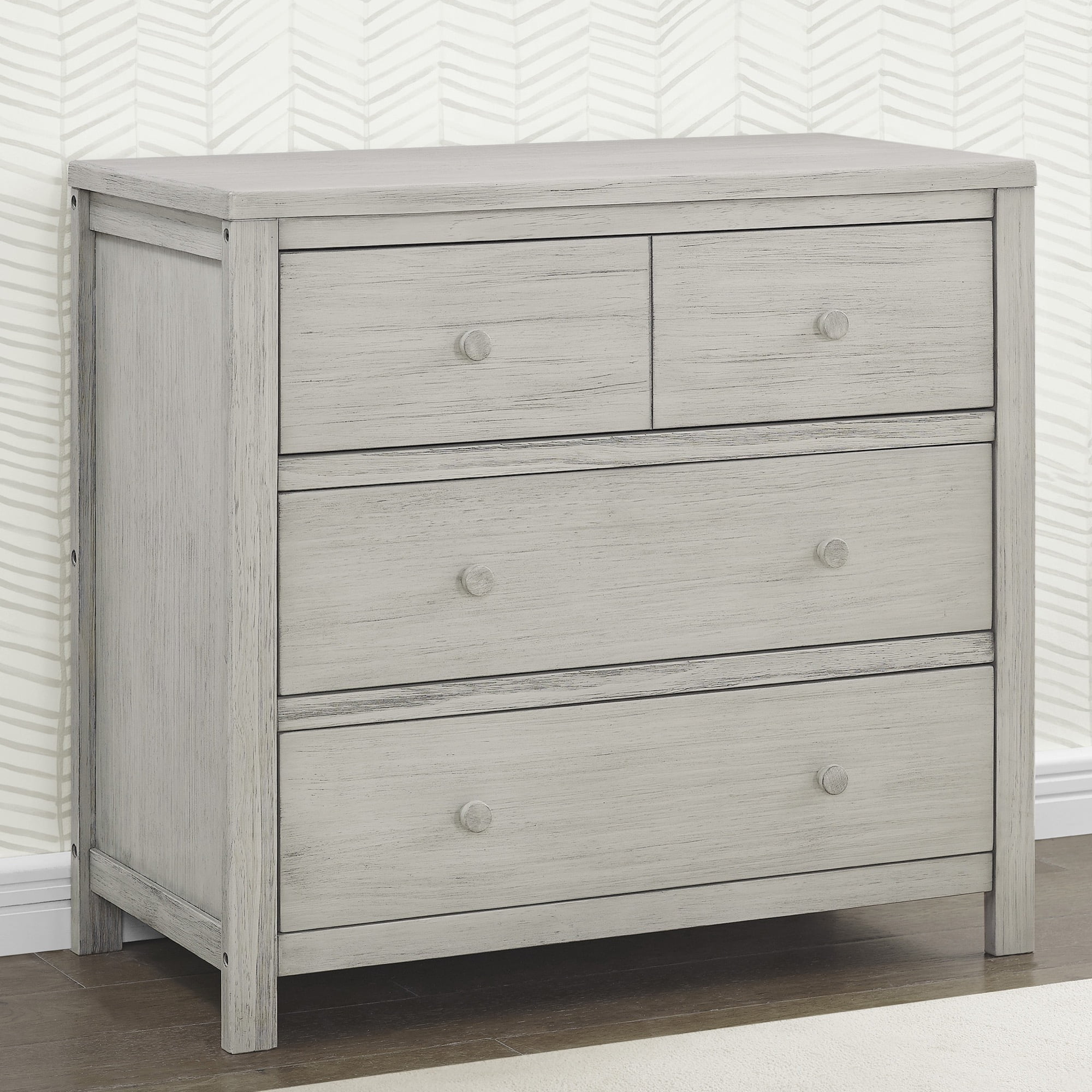 Delta Children Cambridge 3 Drawer Dresser with Interlocking Drawers, Rustic Mist