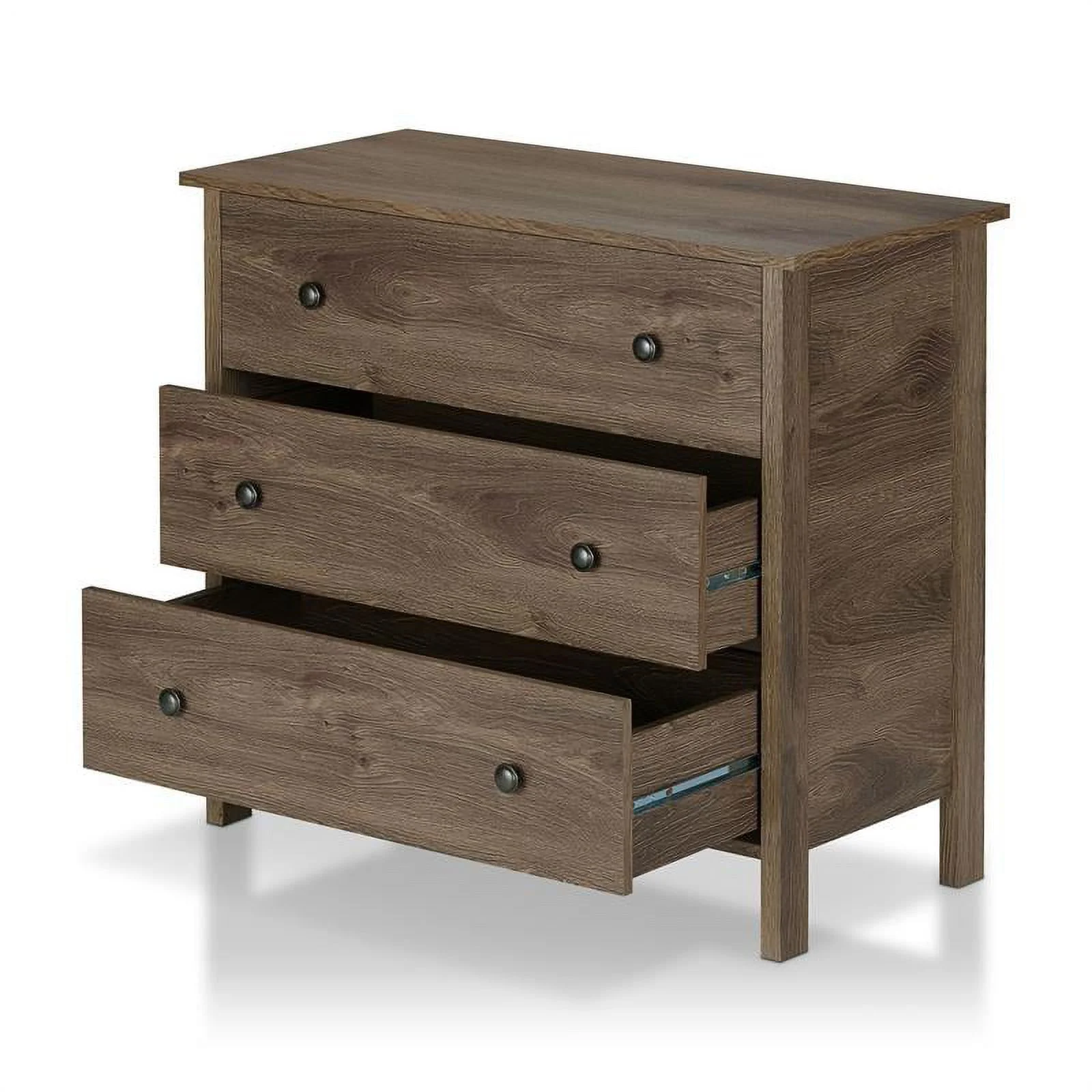 Bowery Hill 3-Drawer Transitional Wood Dresser in Distressed Walnut