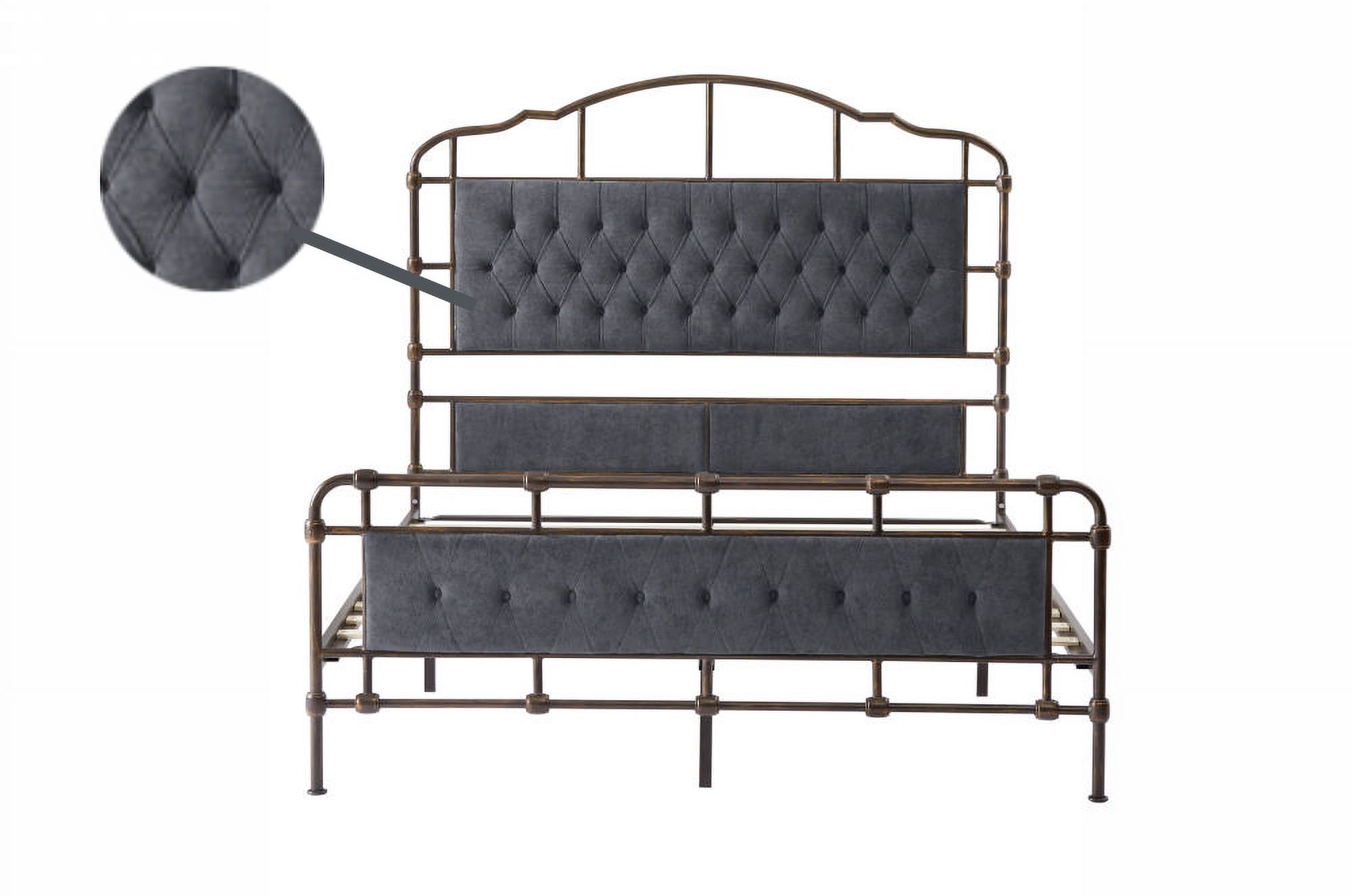 CoSoTower Queen Size High Boad Metal Bed with Soft Head and Tail, No Spring, Easy to Assemble, No Noise