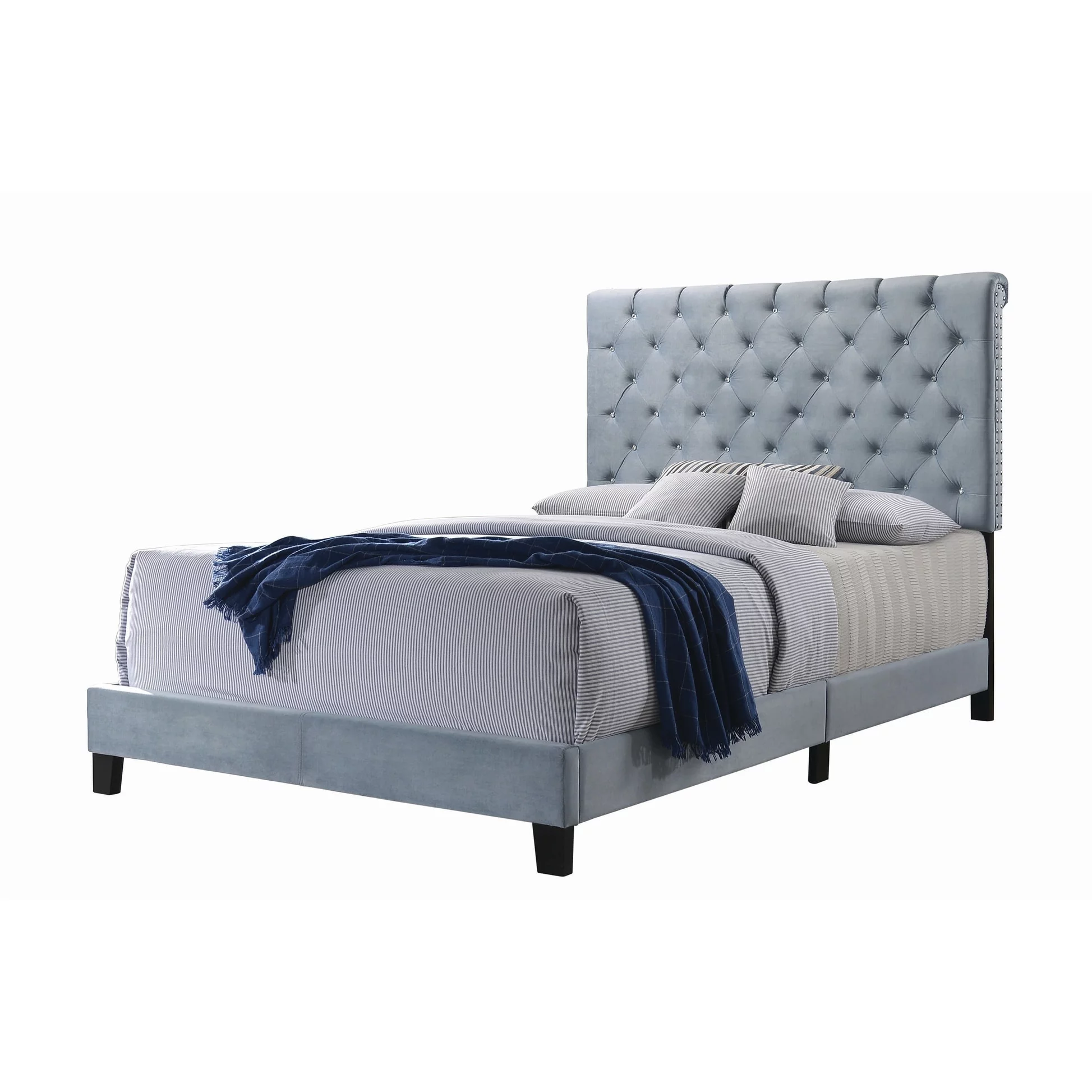 Coaster  Furniture Warner Upholstered Panel Bed Slate Blue King