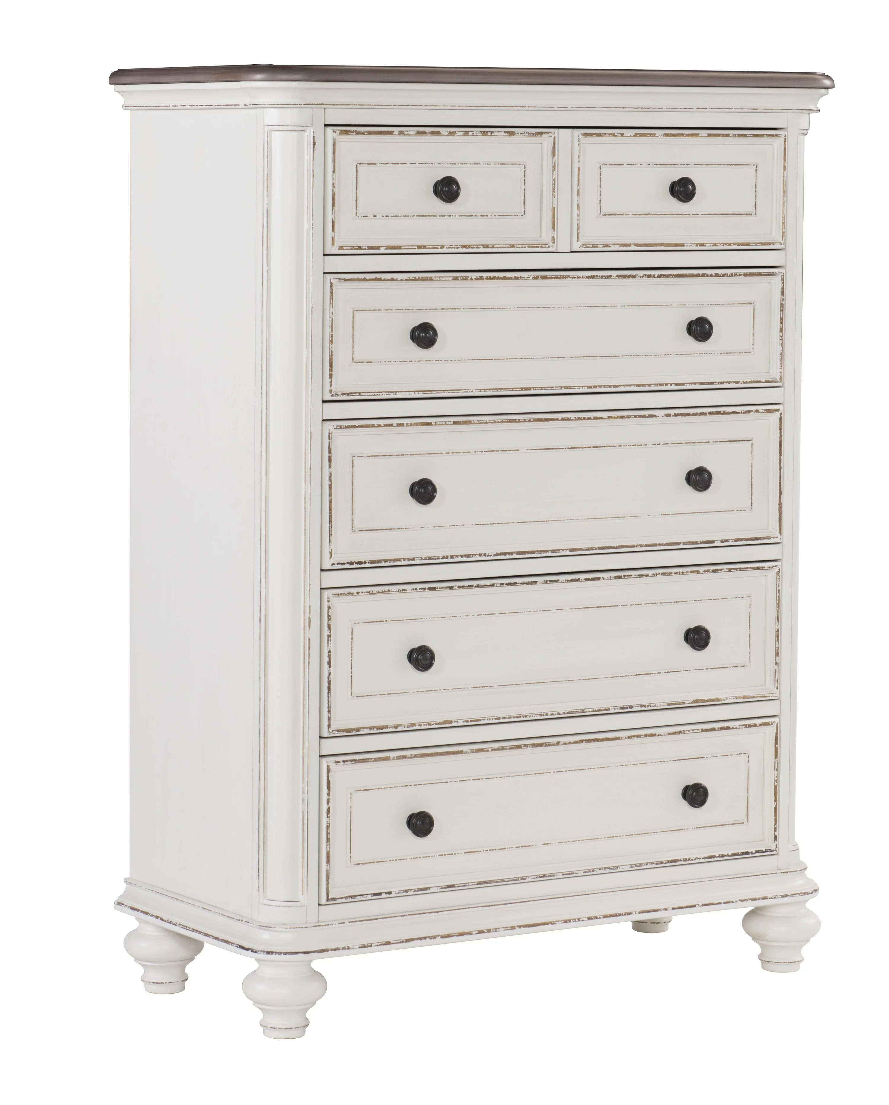 ikayaa Traditional Design 1pc Chest of Drawers Storage Dark Finished Knobs Wooden Bedroom Furniture