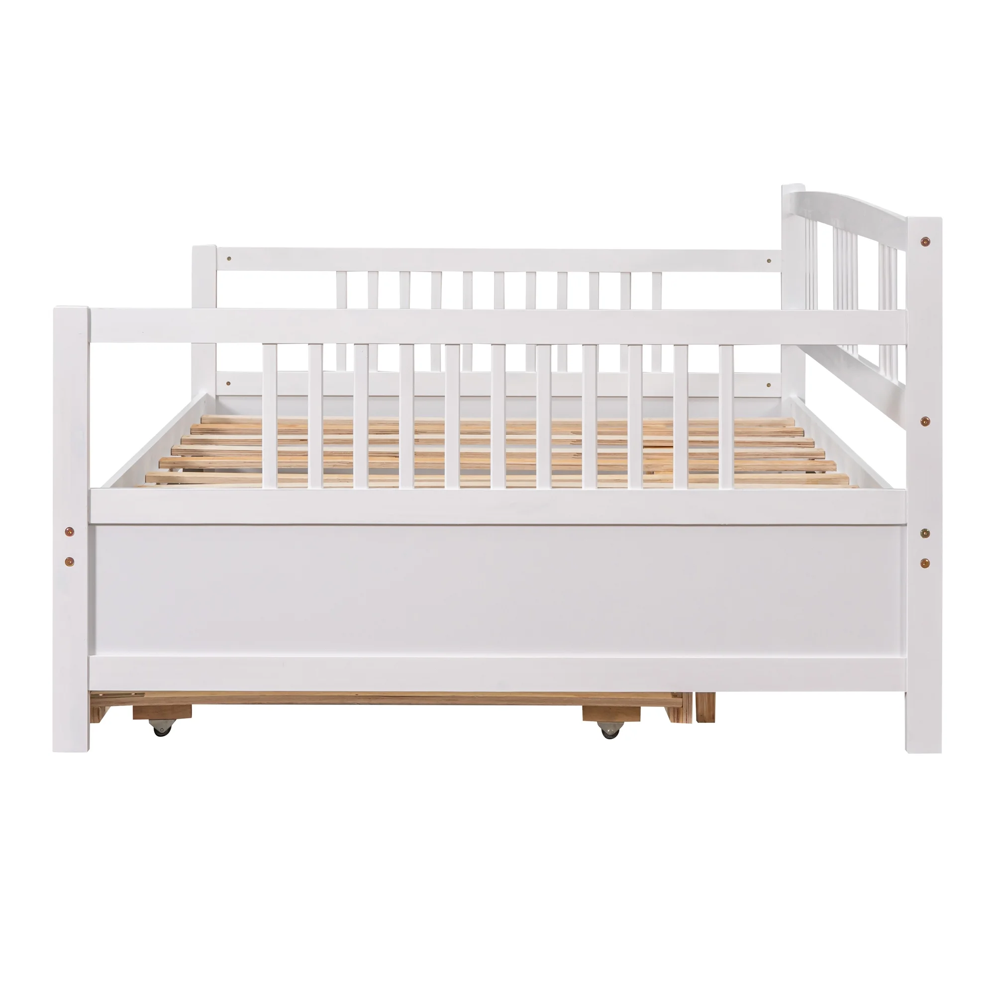 Dawn Whisper Full Size Daybed Wood Bed with Twin Size Trundle, White