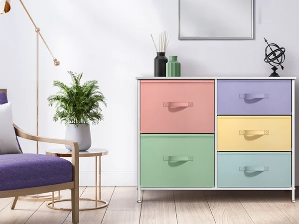 Sorbus Kids Dresser: 5-Drawer Storage Chest, for Kids Bedroom, and Nursery (Multi Pastel Colors)